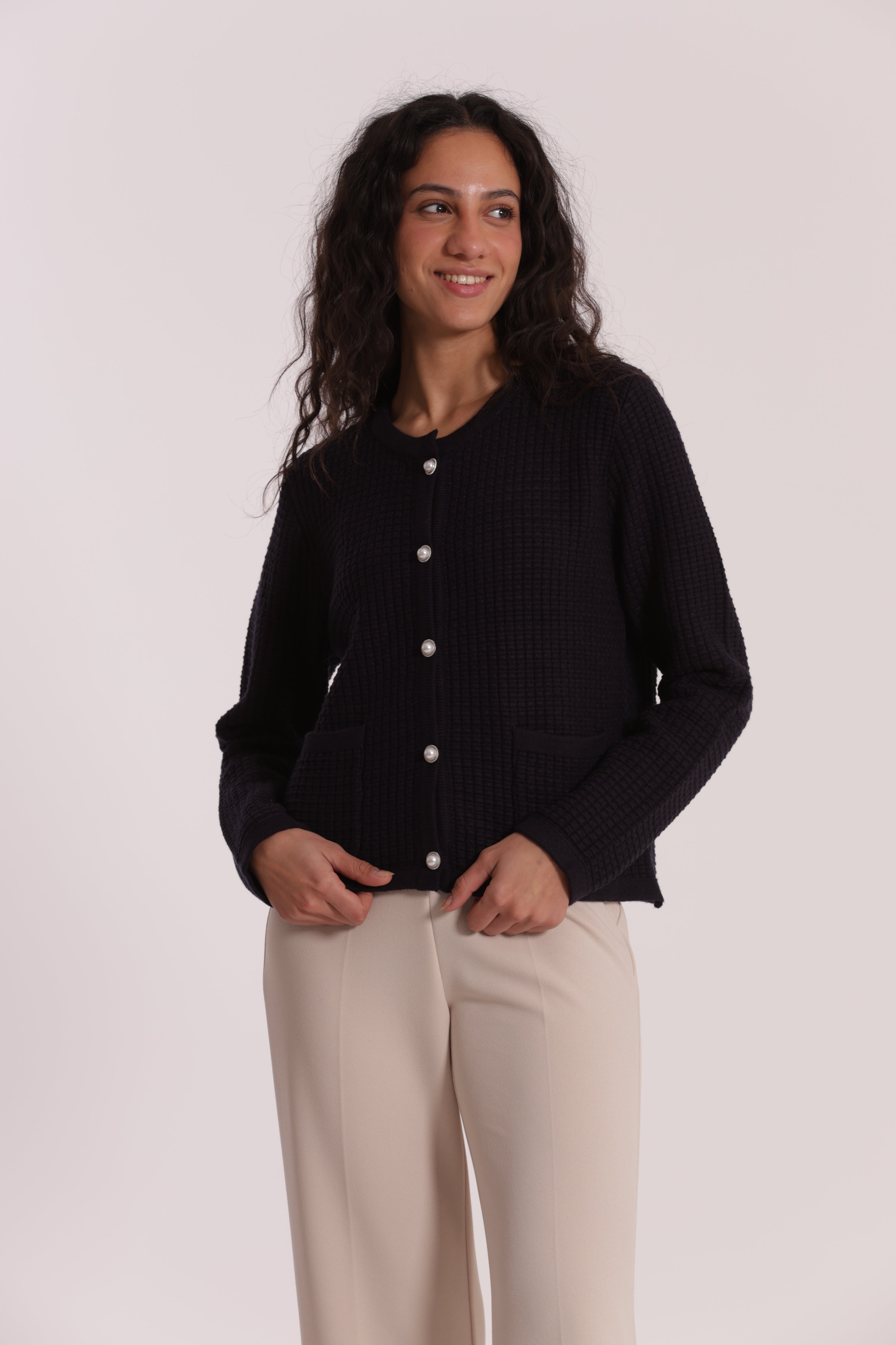 Mimi Mua Maglia Cardigan Nido Ape Panna