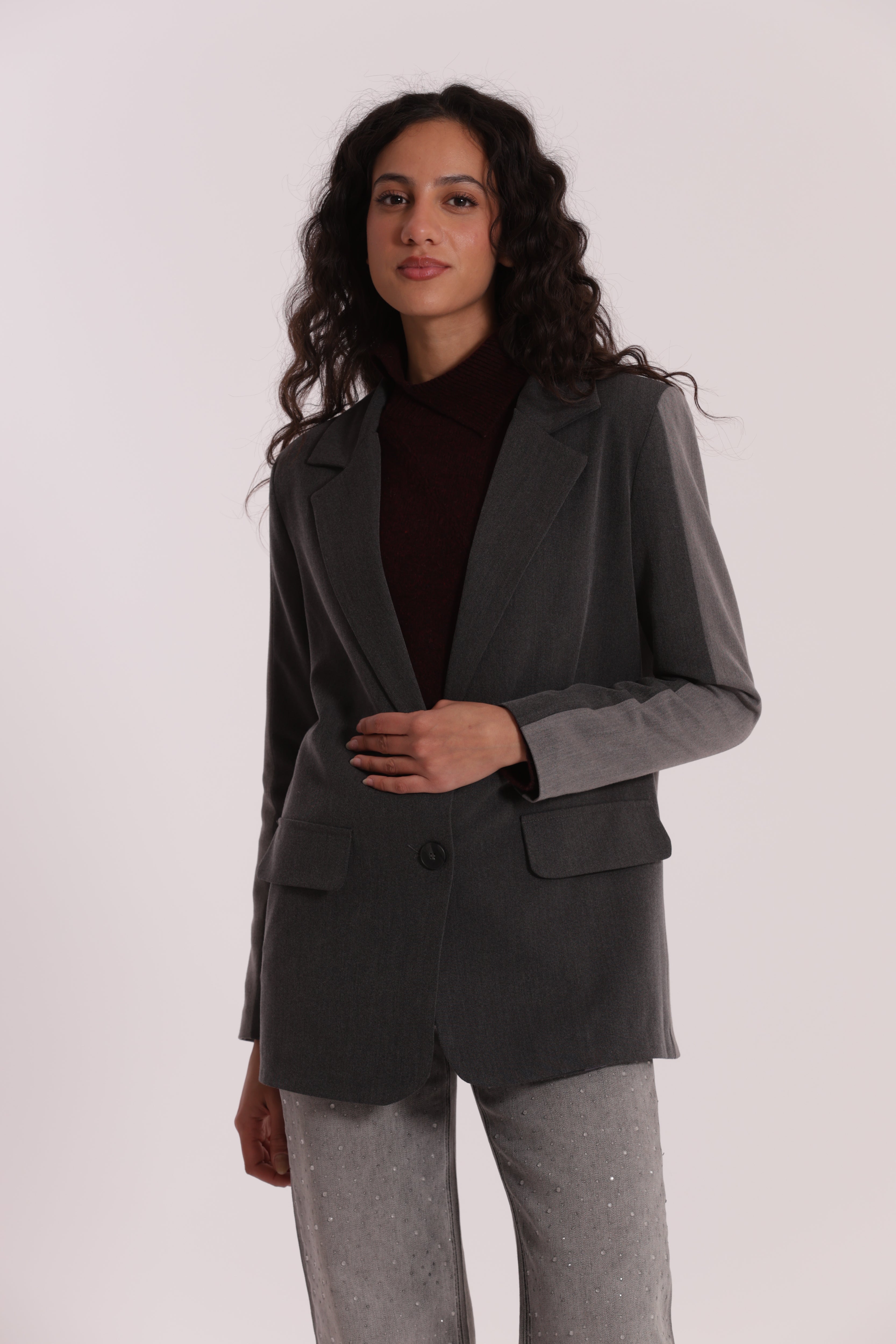 Mimi Mua Over Color Block Giacca Grigio Chiaro/Antra