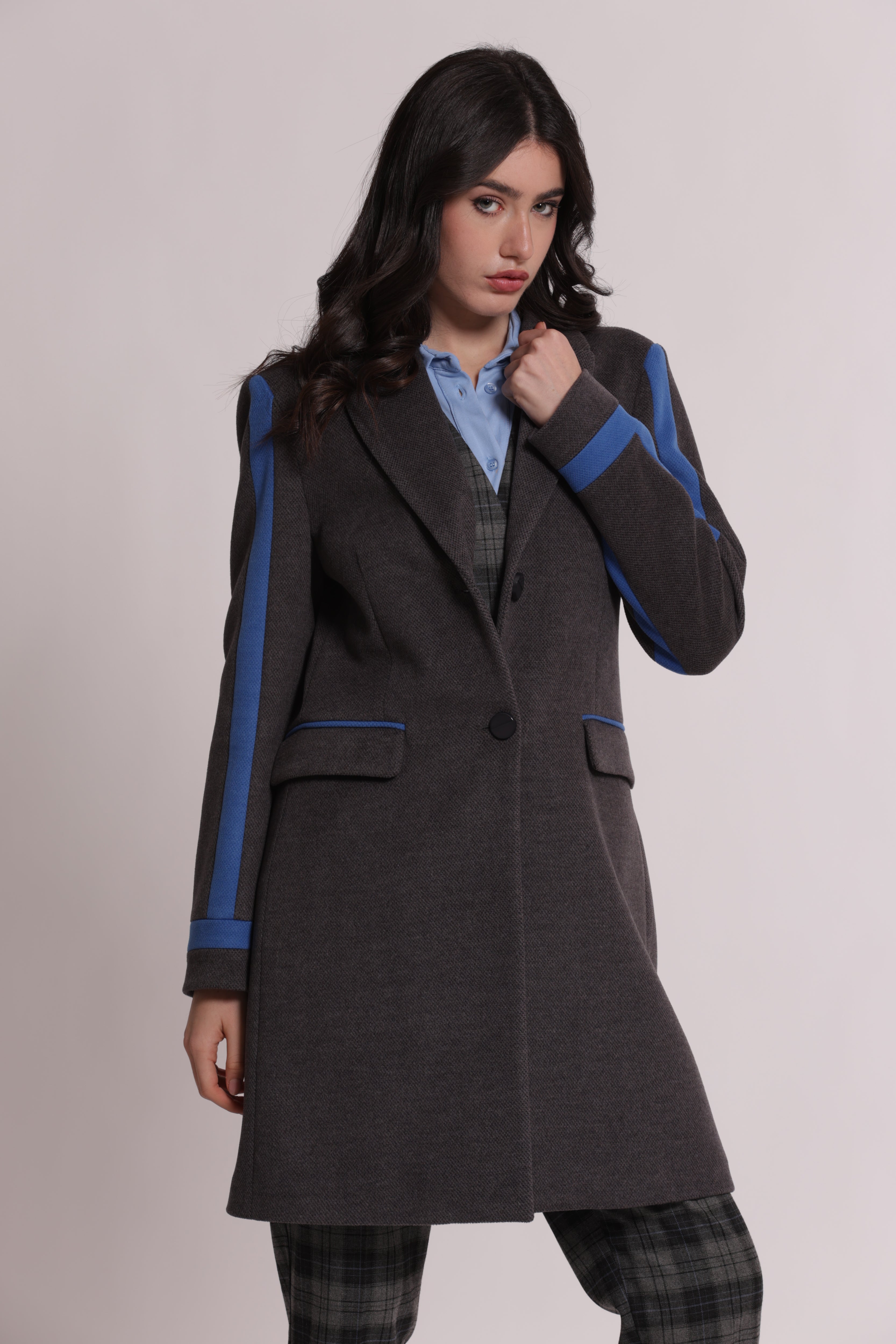 Mimi Mua Cappotto Baronetto Bicolor nero panna