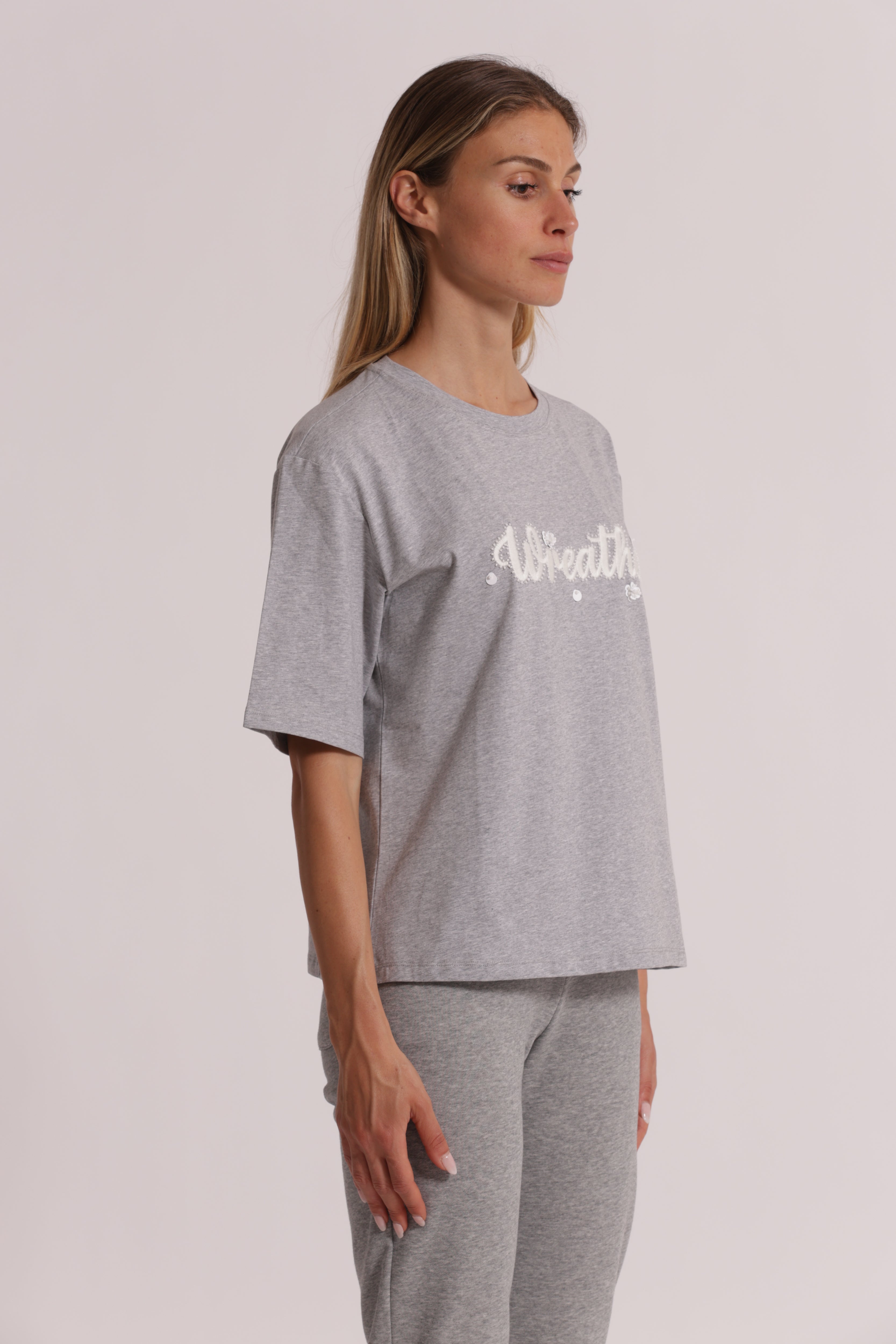 Mimi Mua Freedom t-shirt bianco con strass