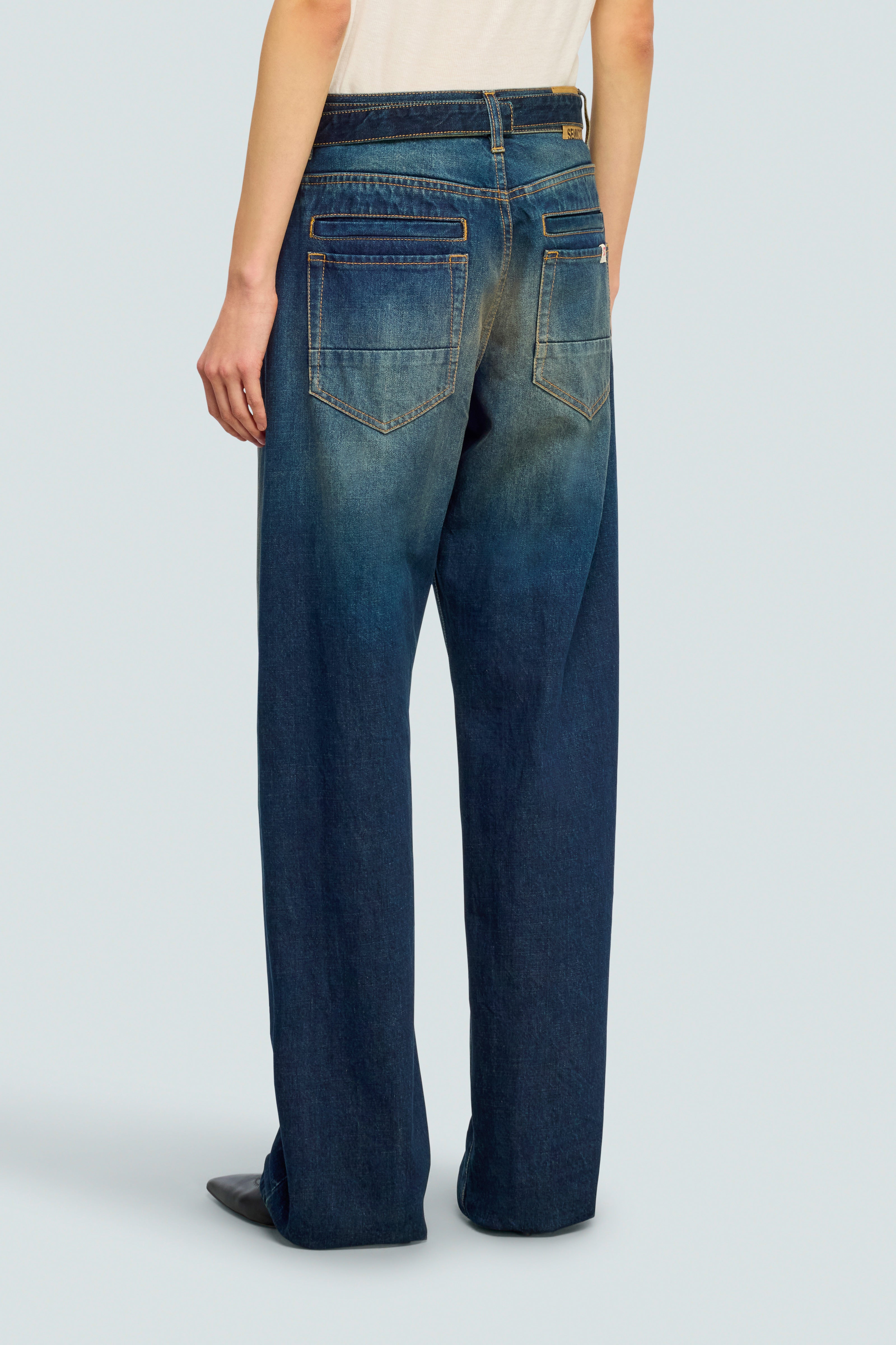 Semicouture Cynthia Jeans Wide Stone Wash Denim