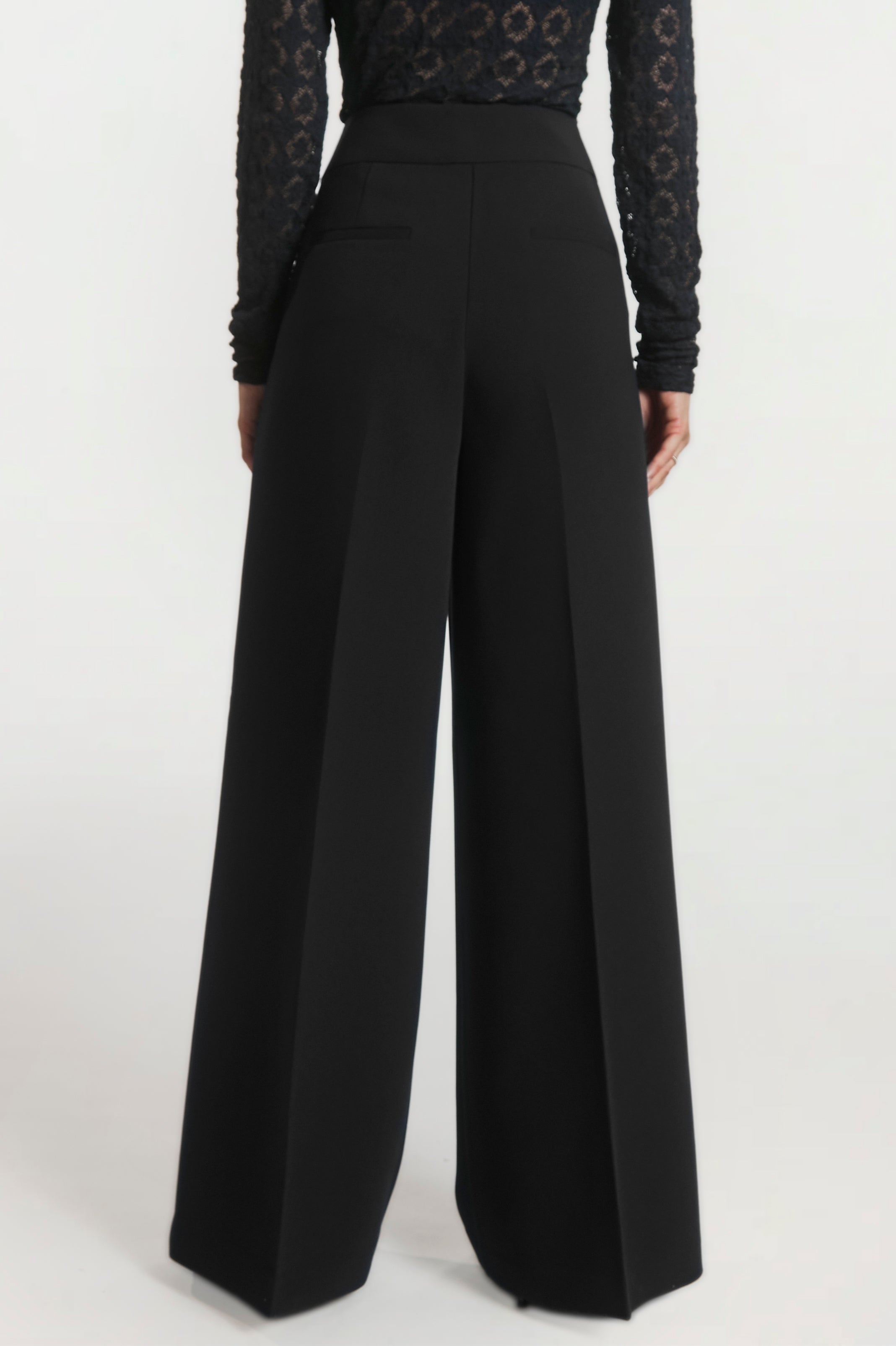 Aaiko Nore pantaloni neri palazzo pieghe