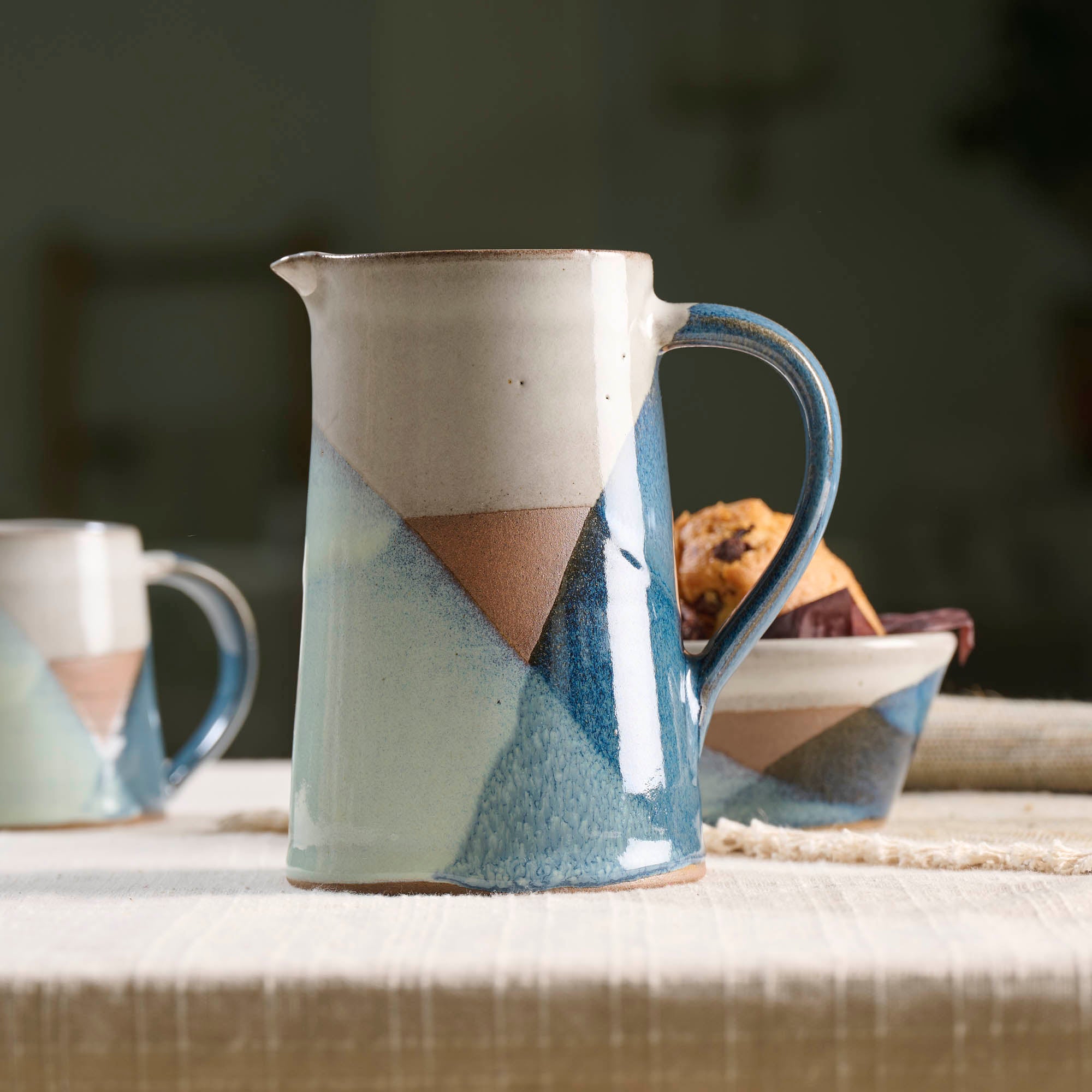On Earth Voile caraffa gres blu h 15 cm
