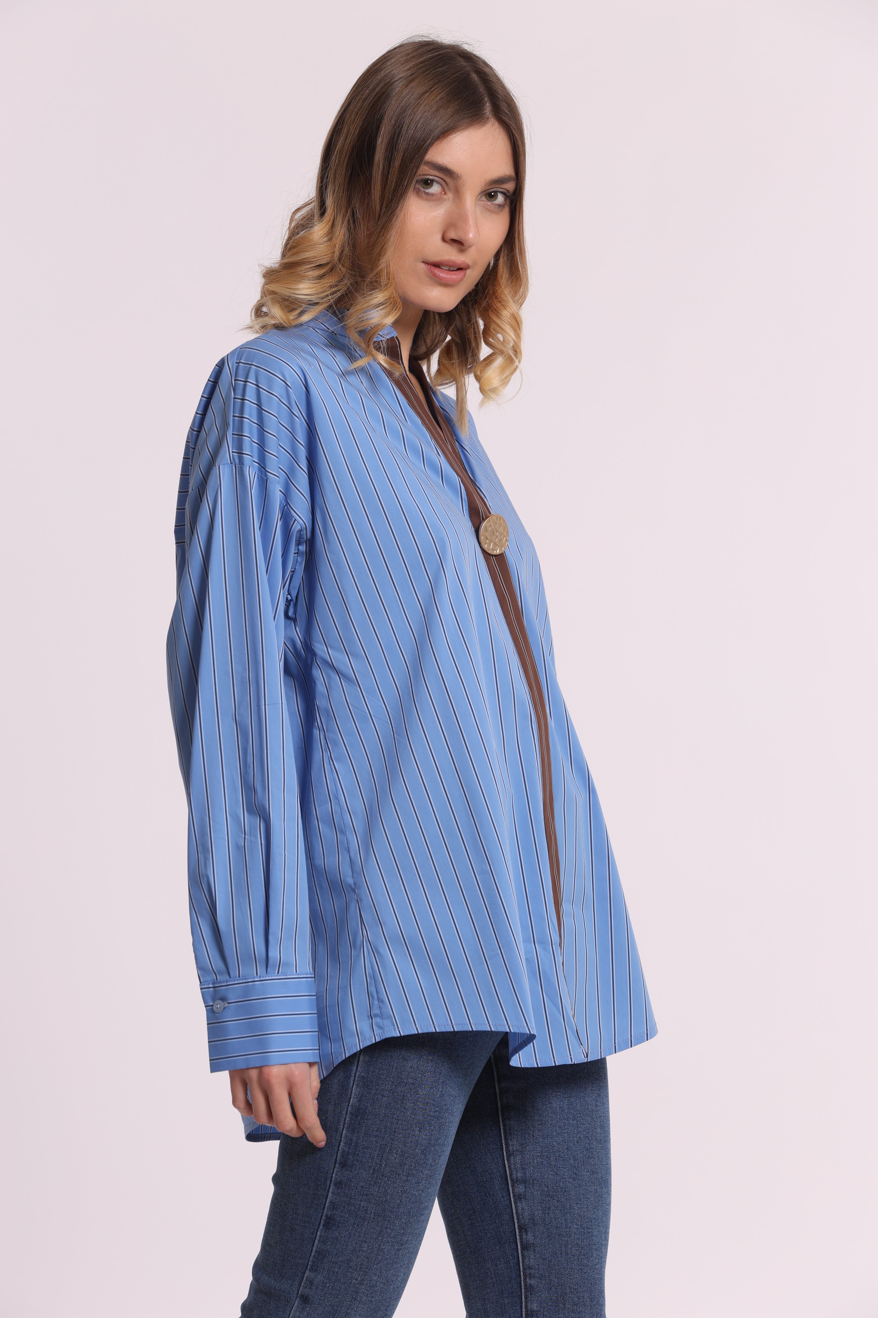 Mimi Mua Blusa Scollo V Bicolor Moro