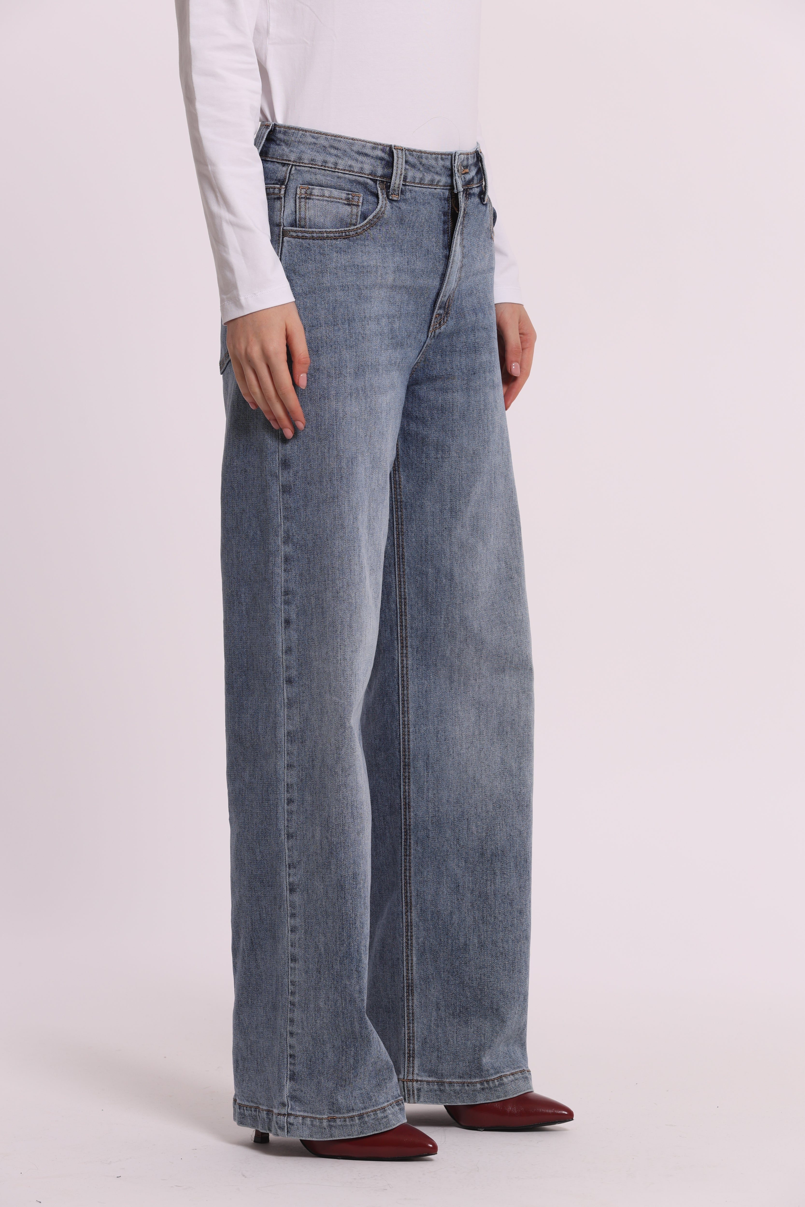 Mimi Mua Jeans Wide Leg Blu Medio
