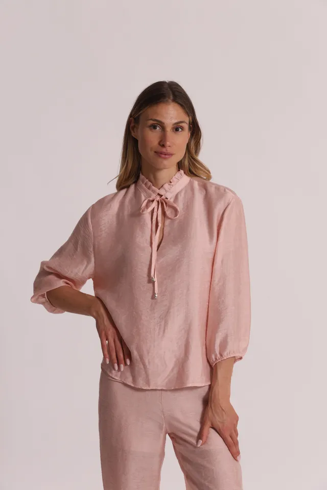 Mimi Mua Blusa in Tessuto Jacquard Blusa Rosa lavorata goffrata