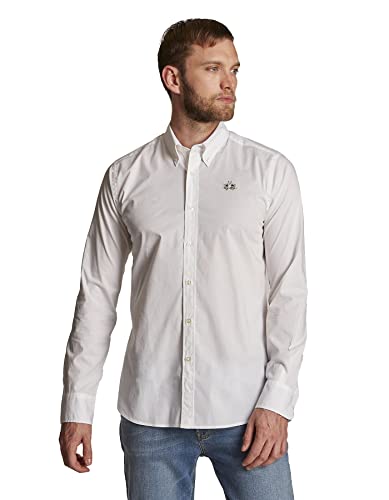 La Martina Man camicia uomo slim fit bianca maniche lunghe