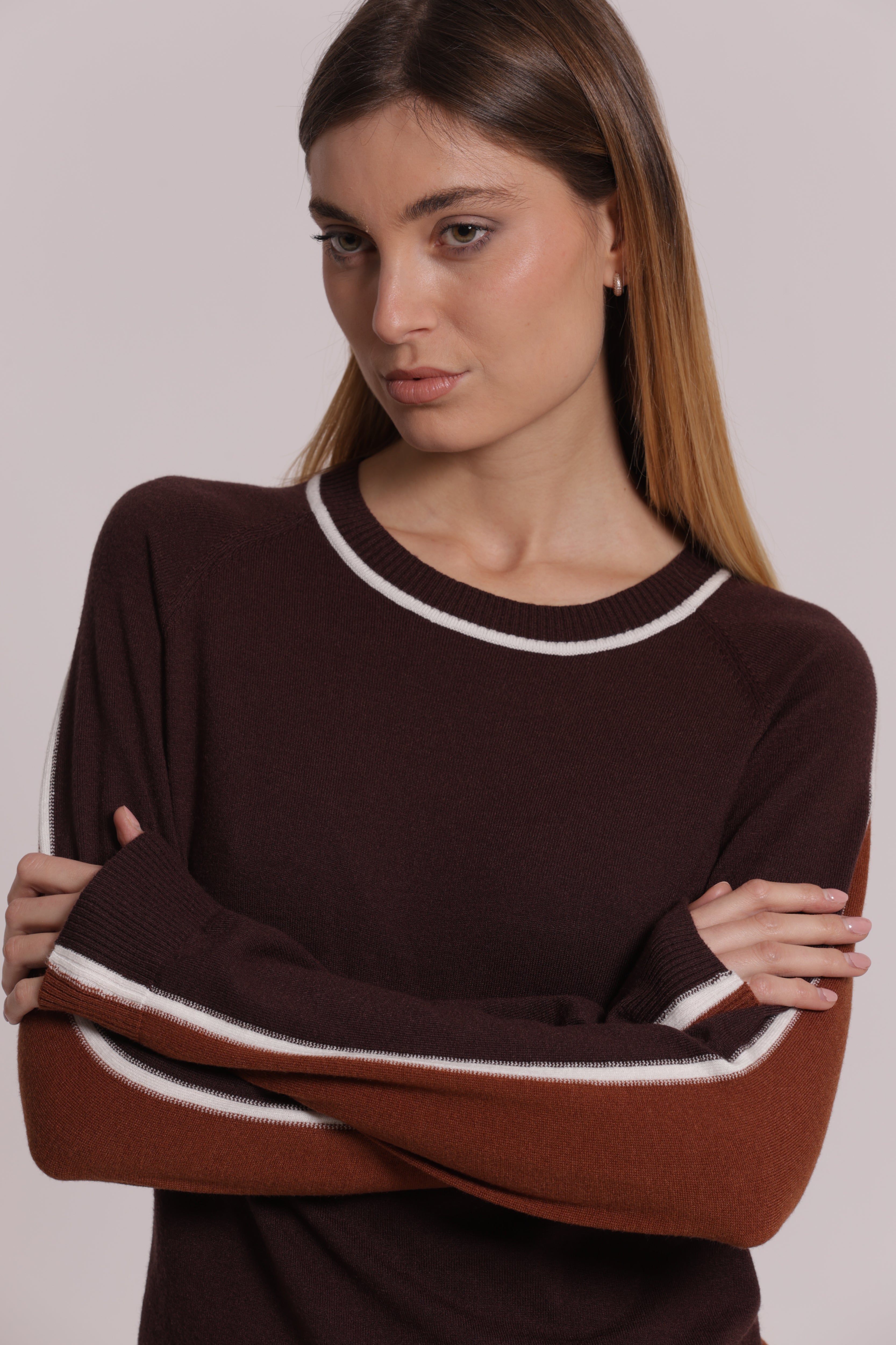 Mimi Mua Bicolor Maglia Girocollo Nera S Viscosa