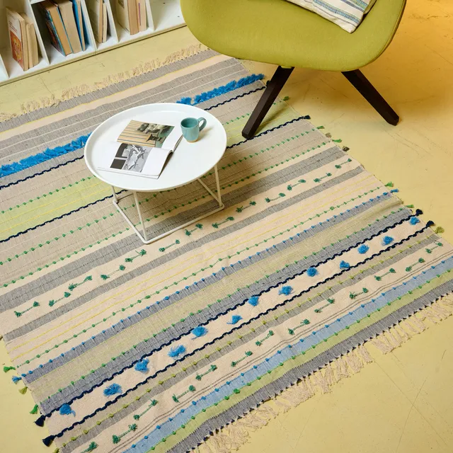 On Earth Rekh tappeto plaid multicolore 150x125 cm cotone