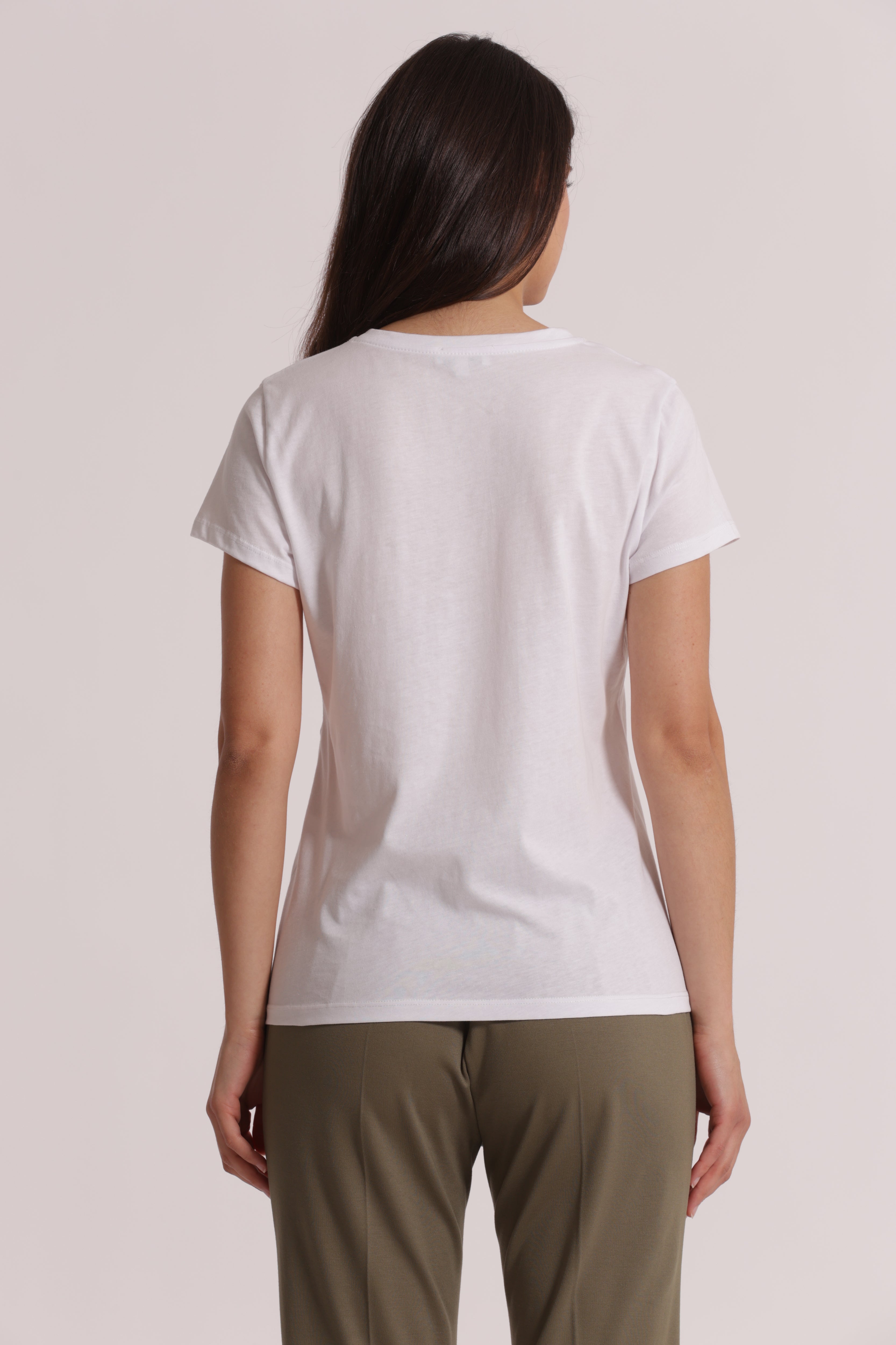 Mimi Mua T-Shirt Arriccio Laterale Strass Cotone