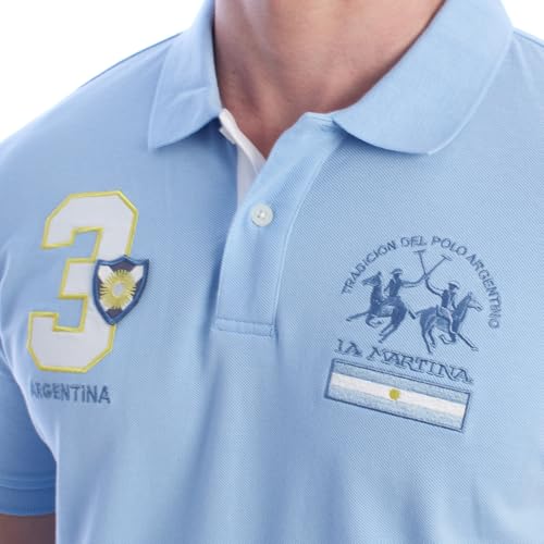 La Martina polo uomo YMP315-PK031 manica corta azzurro piqué