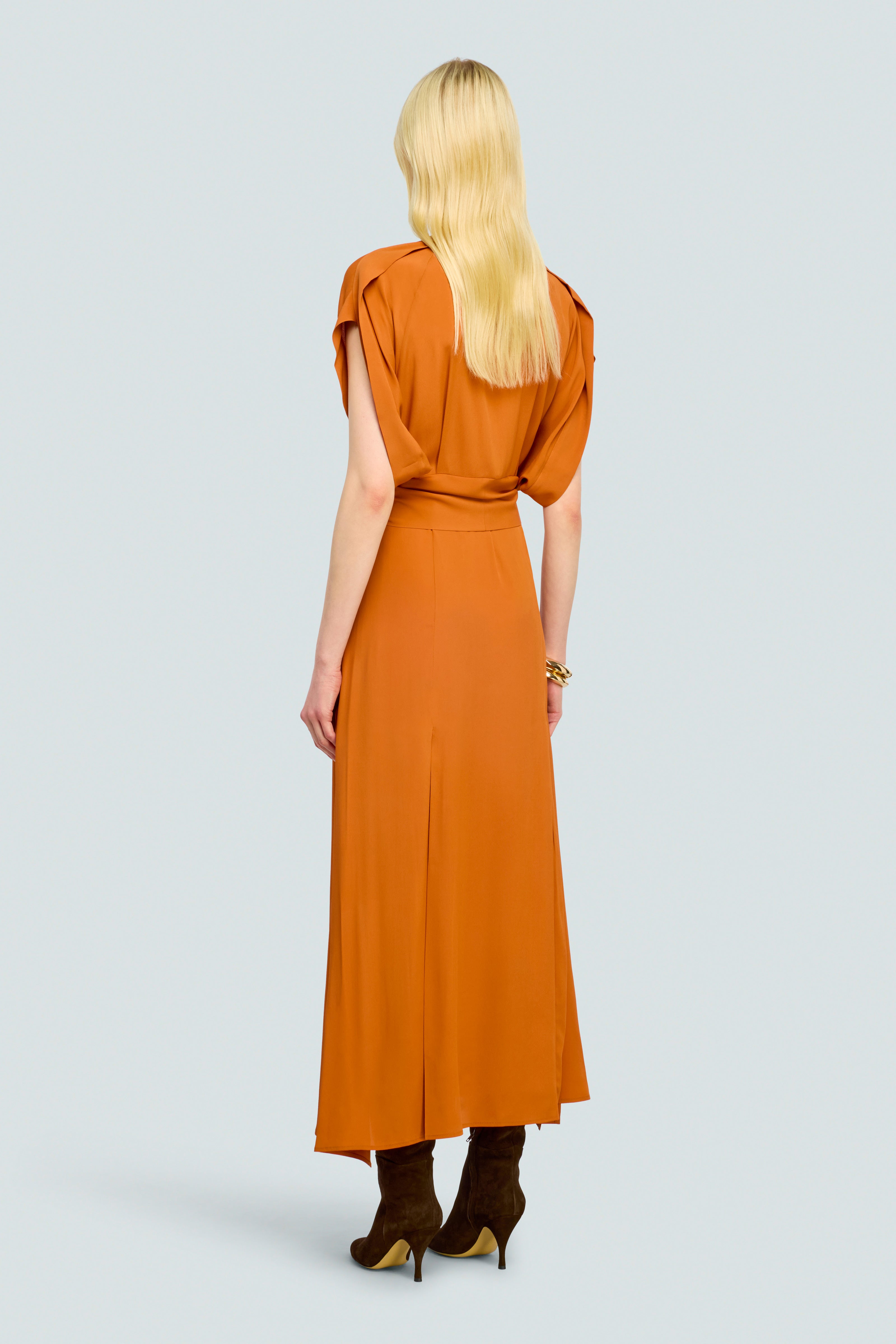 Semicouture Delilah abito crêpe manica corta tramonto