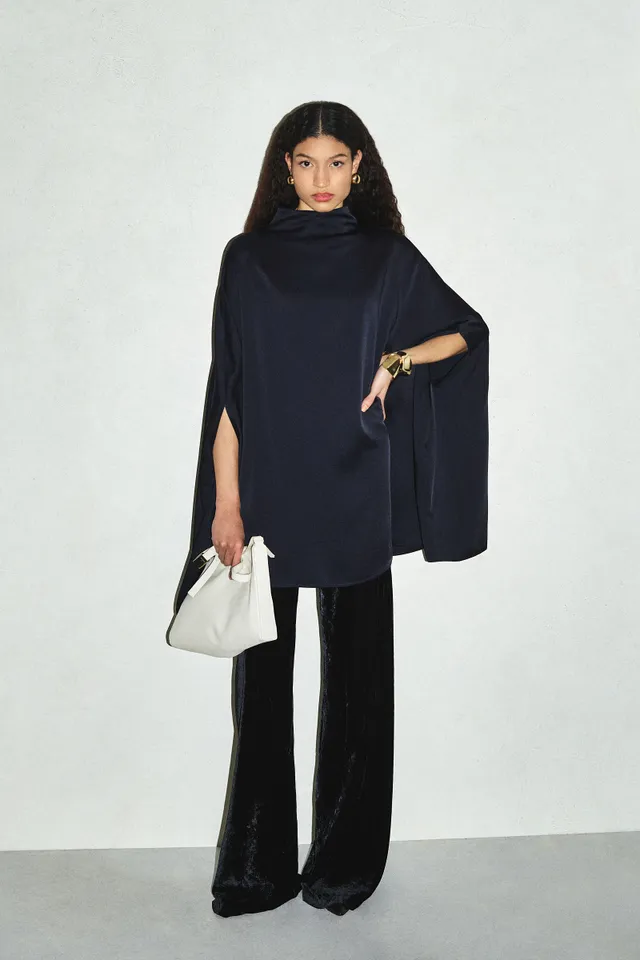 Semicouture Krystina S6WM15 abito satin blu notte over