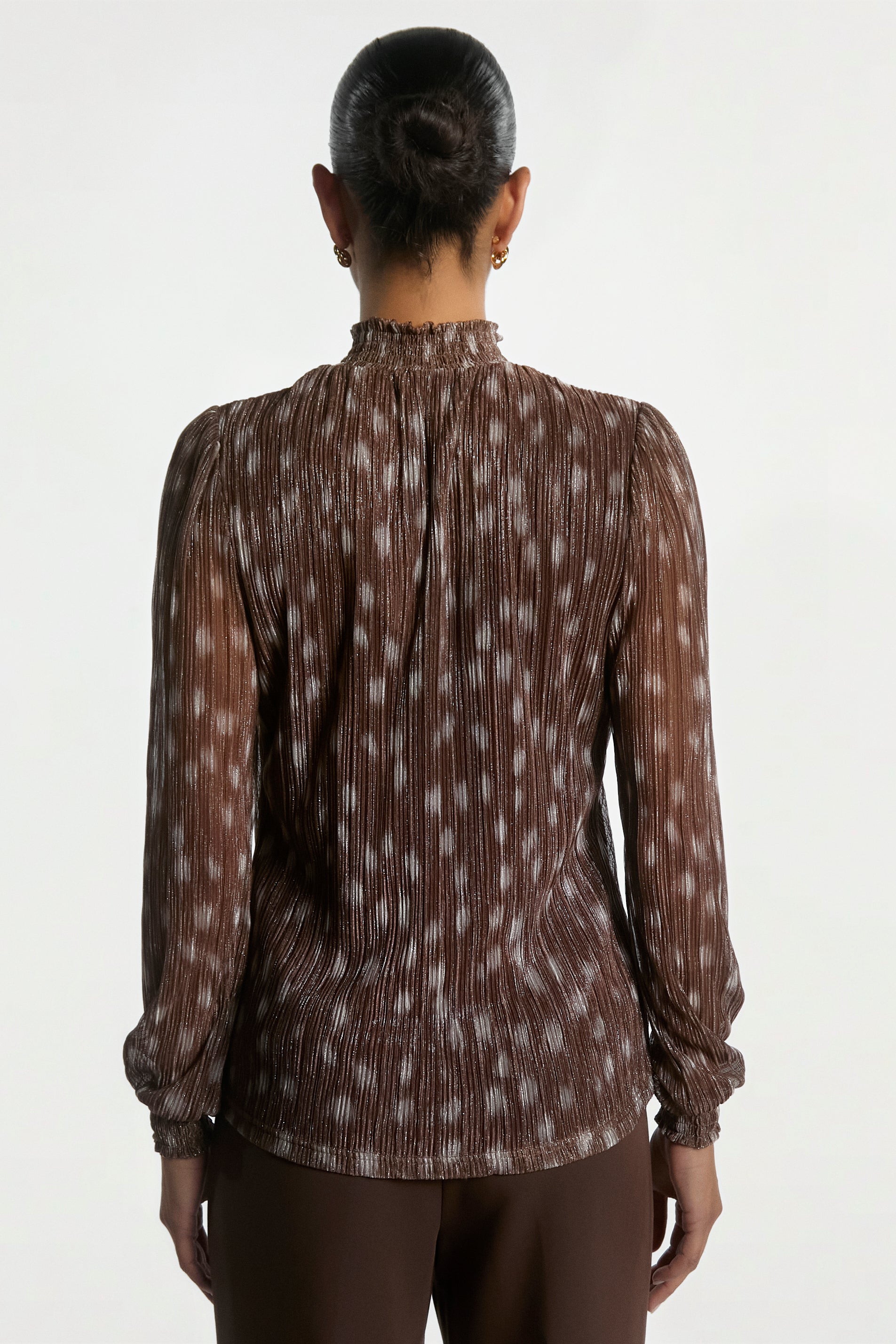Aaiko Tory Bambi top marrone lurex collo alto