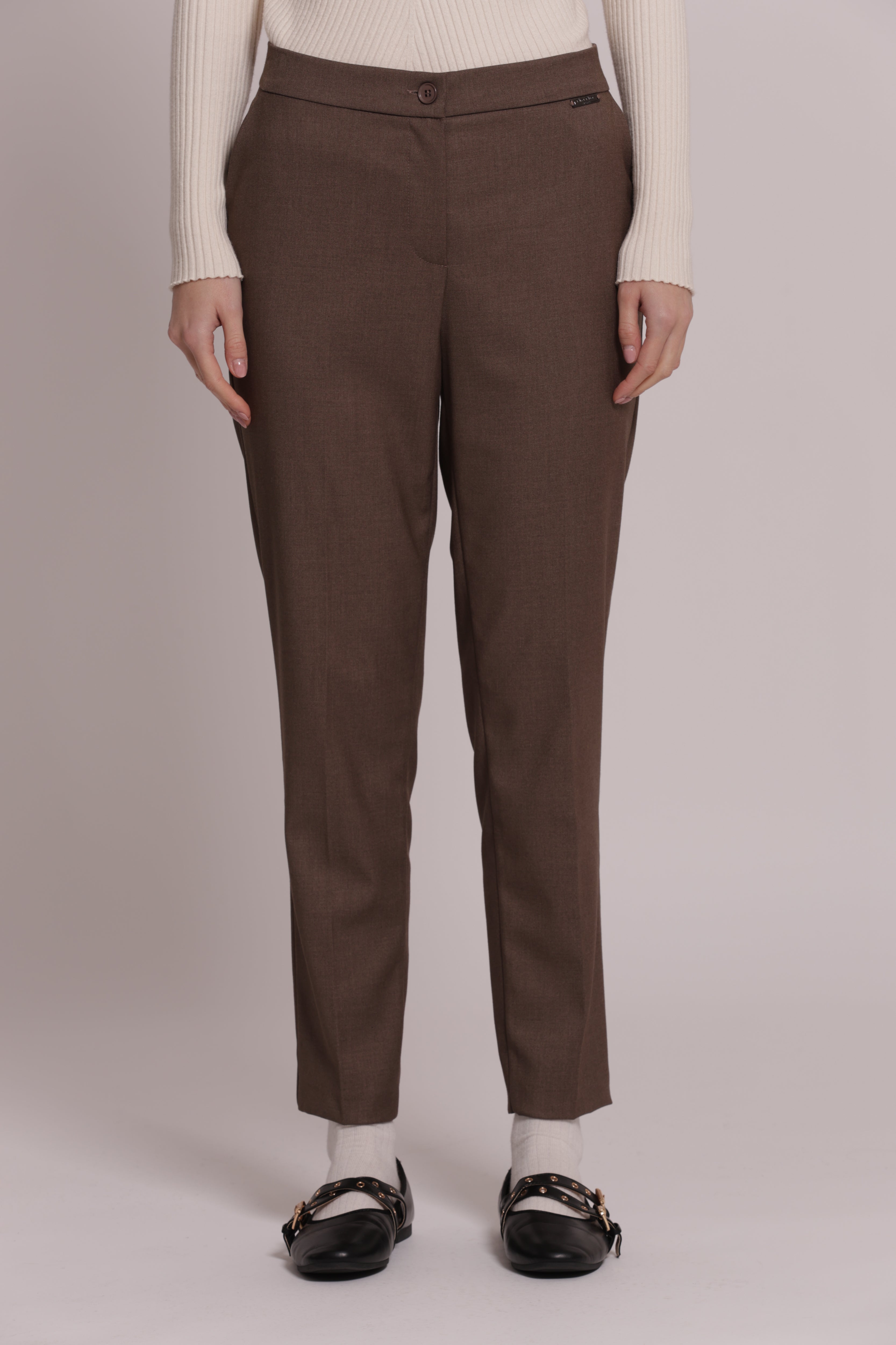 Mimi Mua pantalone sigaretta elastico dietro vanz pantaloni nero S