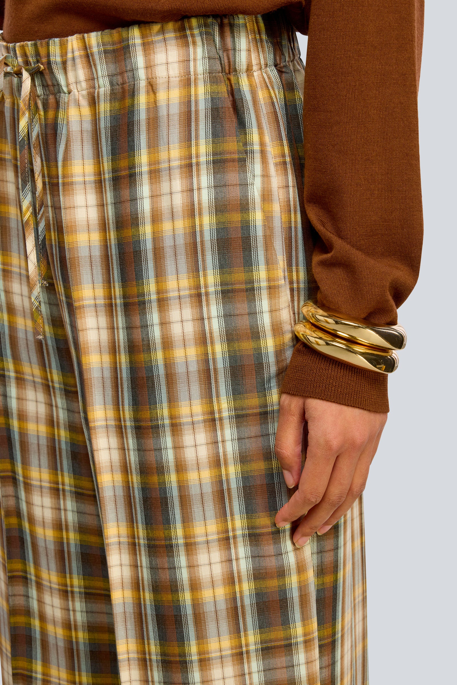 Semicouture Selene pantalone check canyon-nuvola