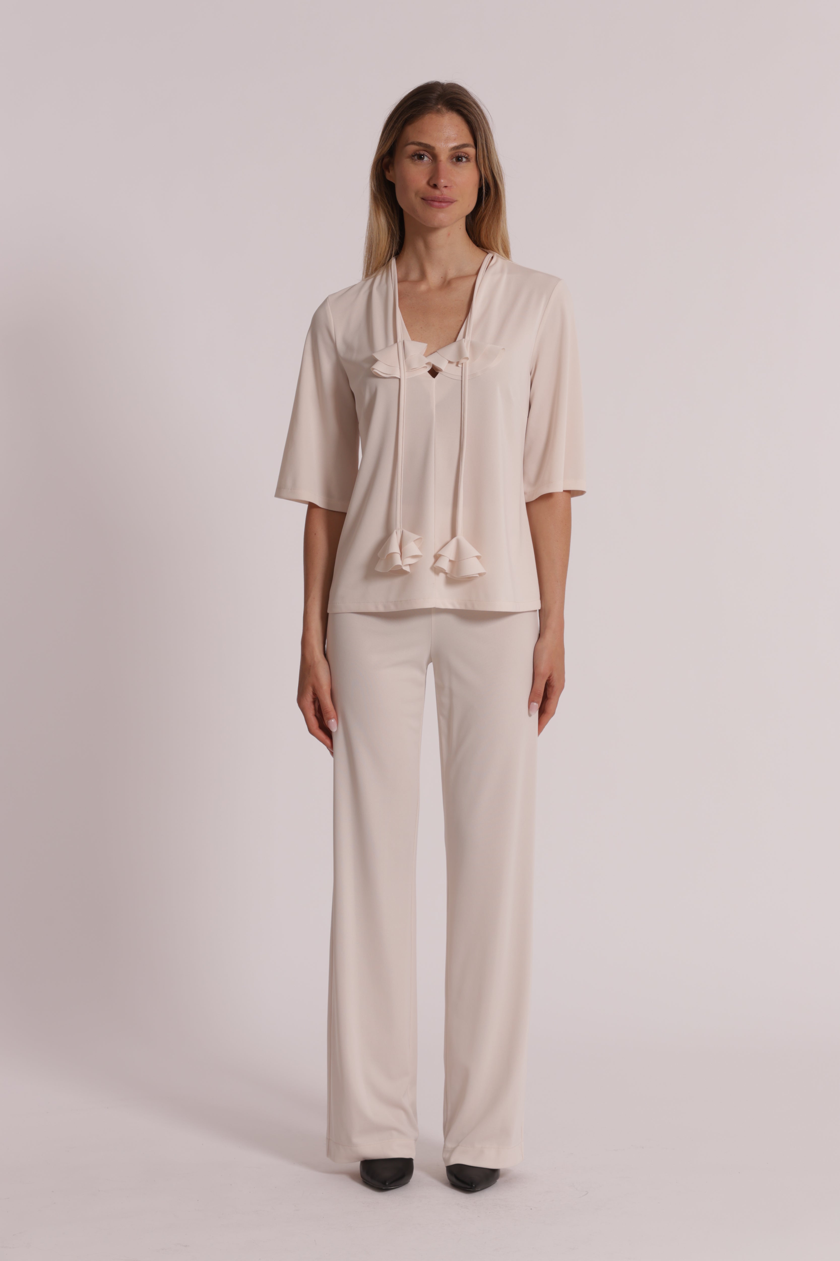 Mimi Mua Pantalone Palazzo Elastico Vita Nero