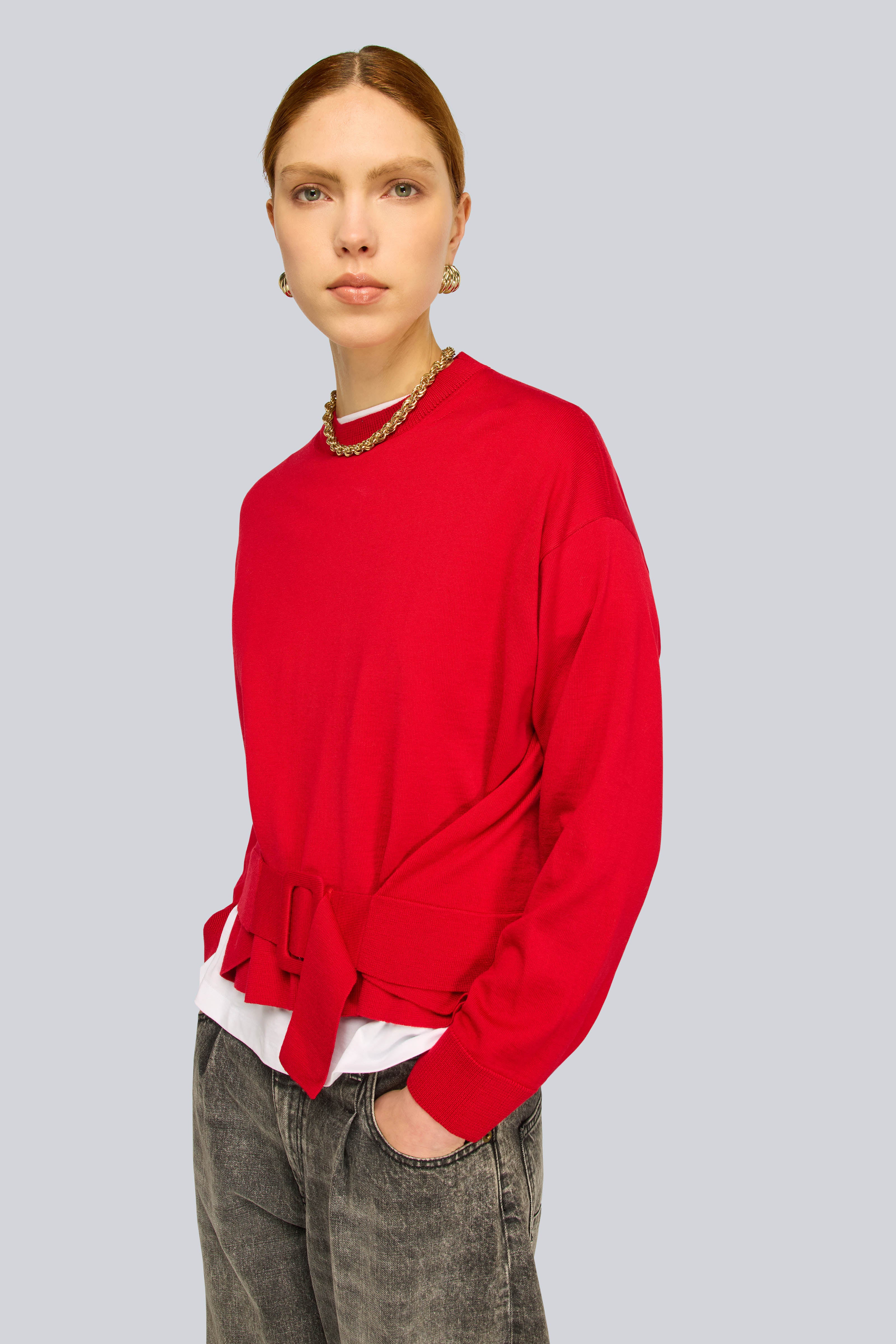 Semicouture Norma maglia rosso lacca fibbia