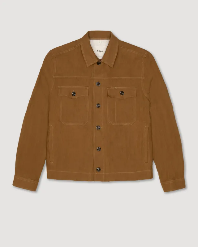 Altea Mitchell overshirt lino cuoio sfoderata