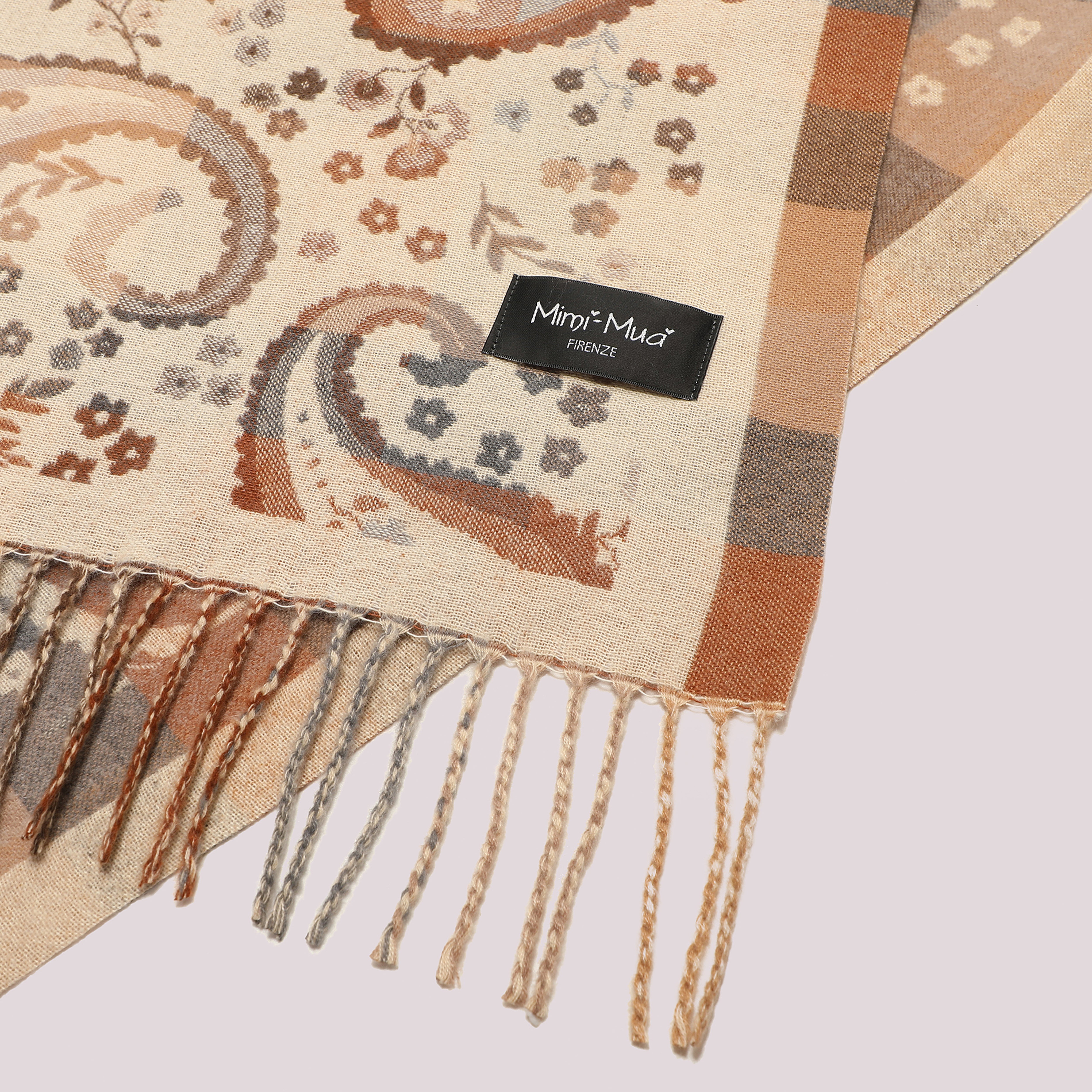 Mimi Mua Sciarpa con Disegno Paisley panna leggera