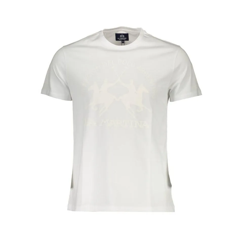 La Martina T-Shirt Uomo Bianca XL Girocollo Stampa