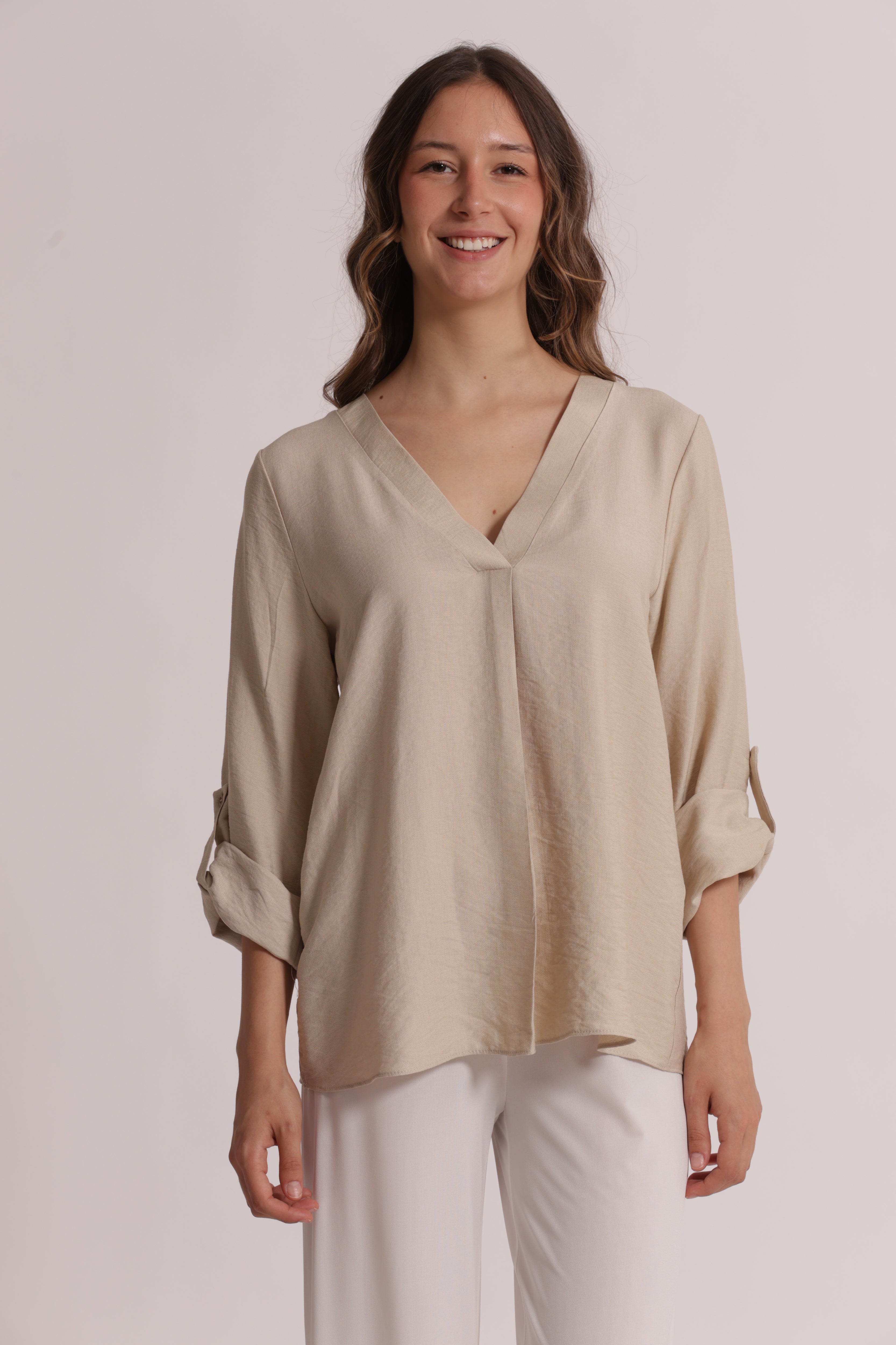 Mimi Mua Blusa Maniche Tre Quarti Bianco S viscosa