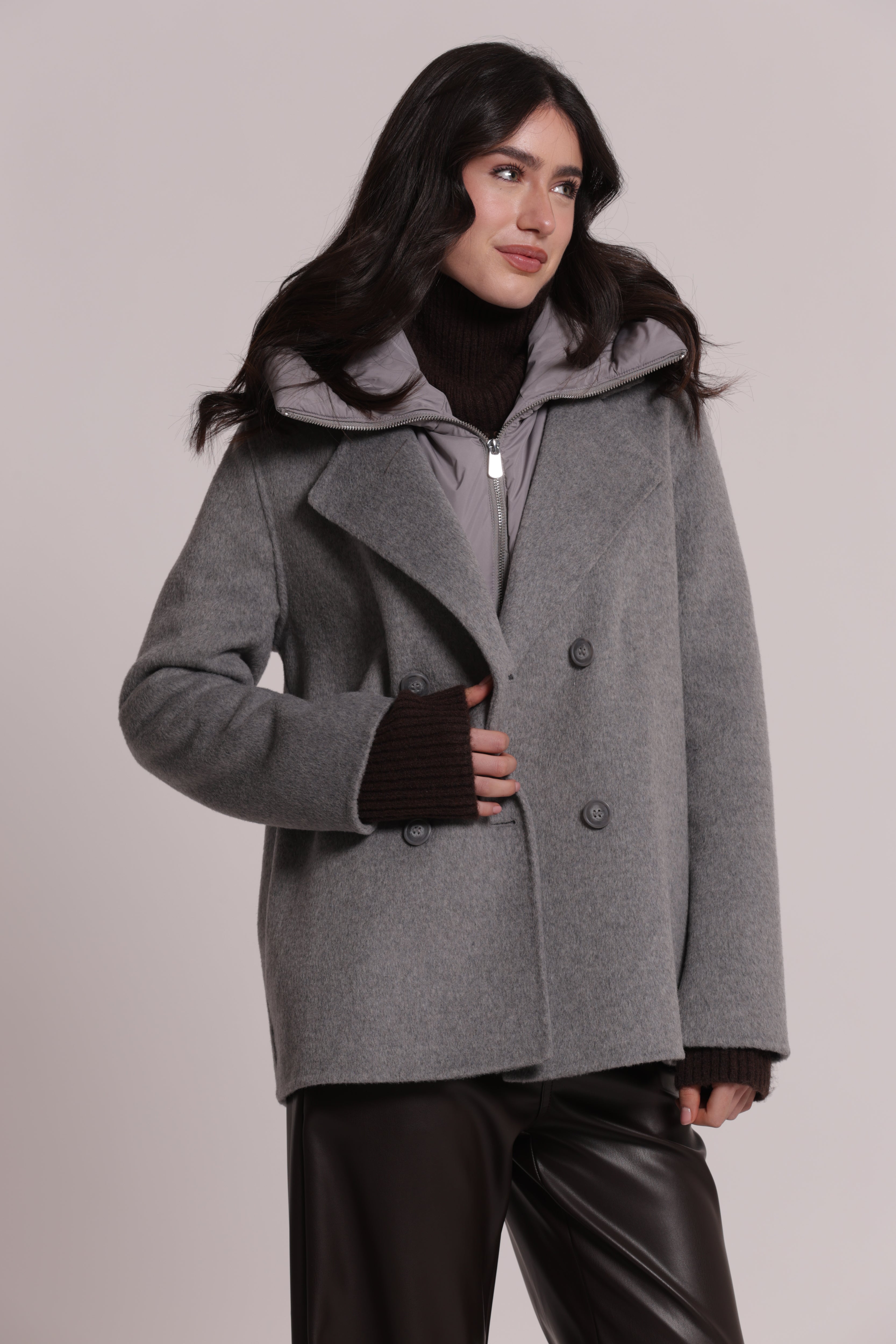 Mimi Mua Cappotto Corto Piumino Removibile Nero