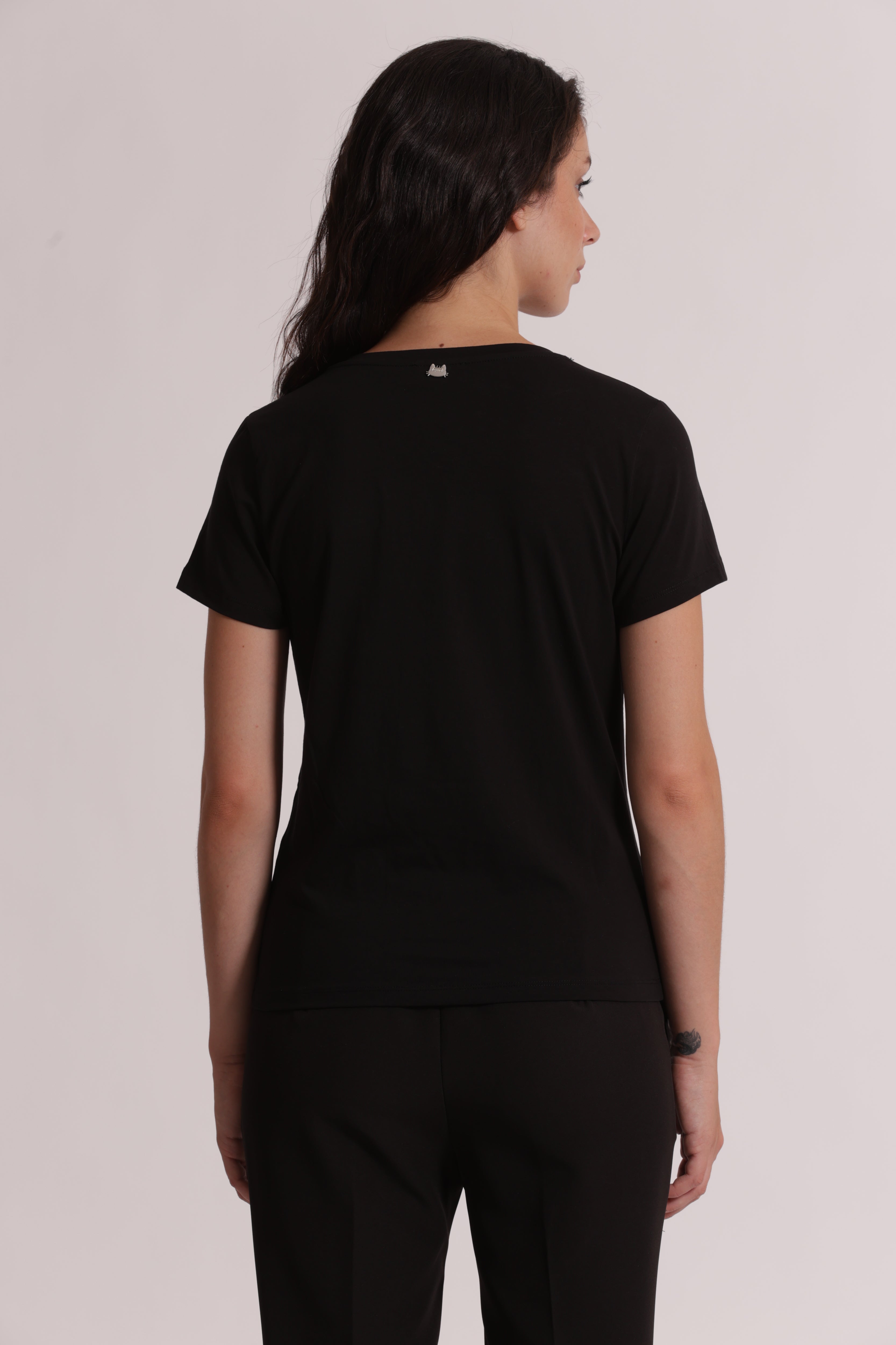 Mimi Mua T-shirt Mezze Maniche Borchie Frontali Bianco Cotone