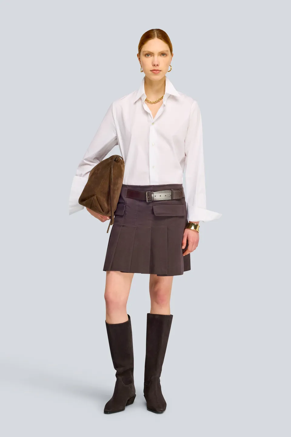 Semicouture Doris Y6WO14 gonna moka gabardina