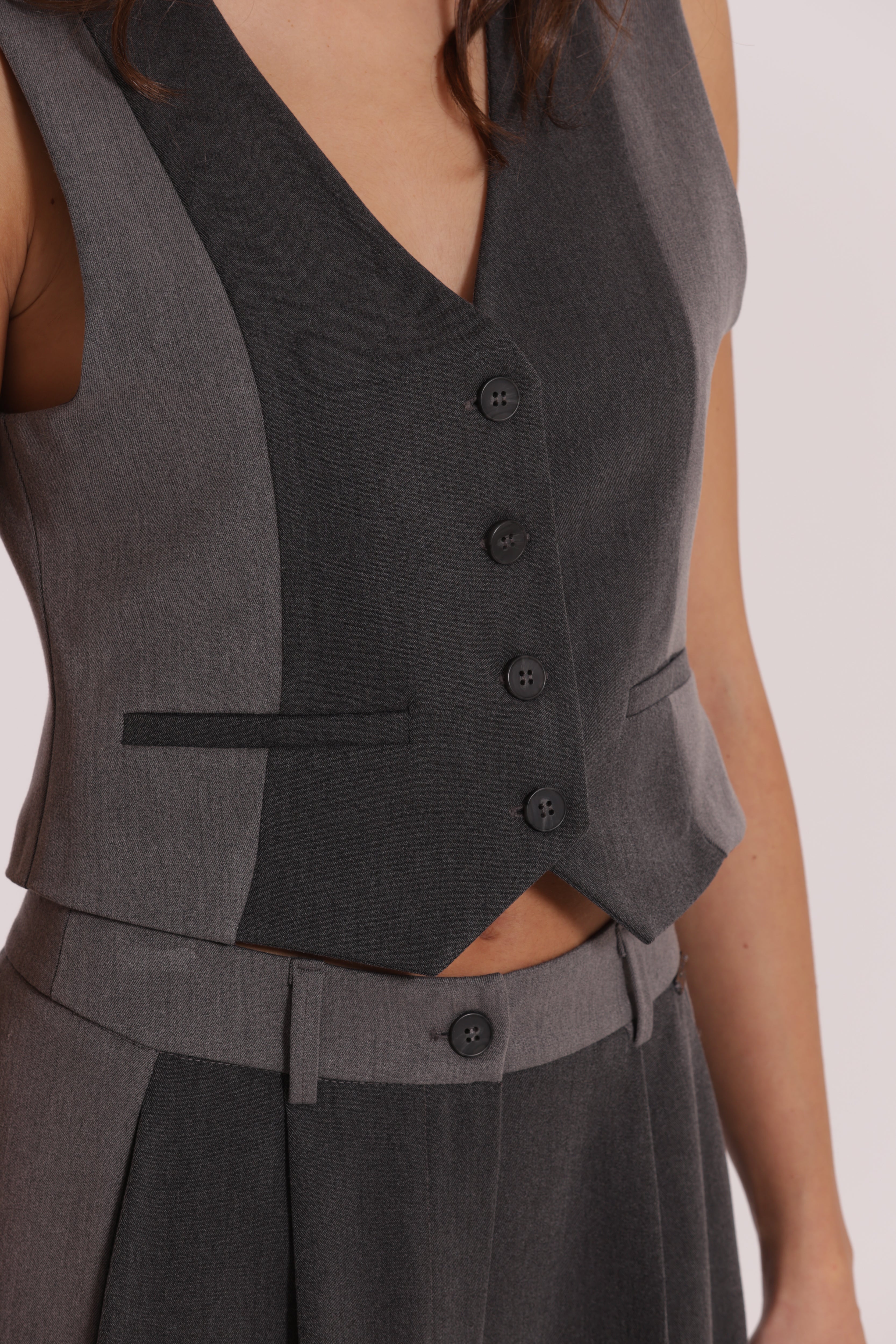 Mimi Mua Color Block gilet grigio chiaro bicolore