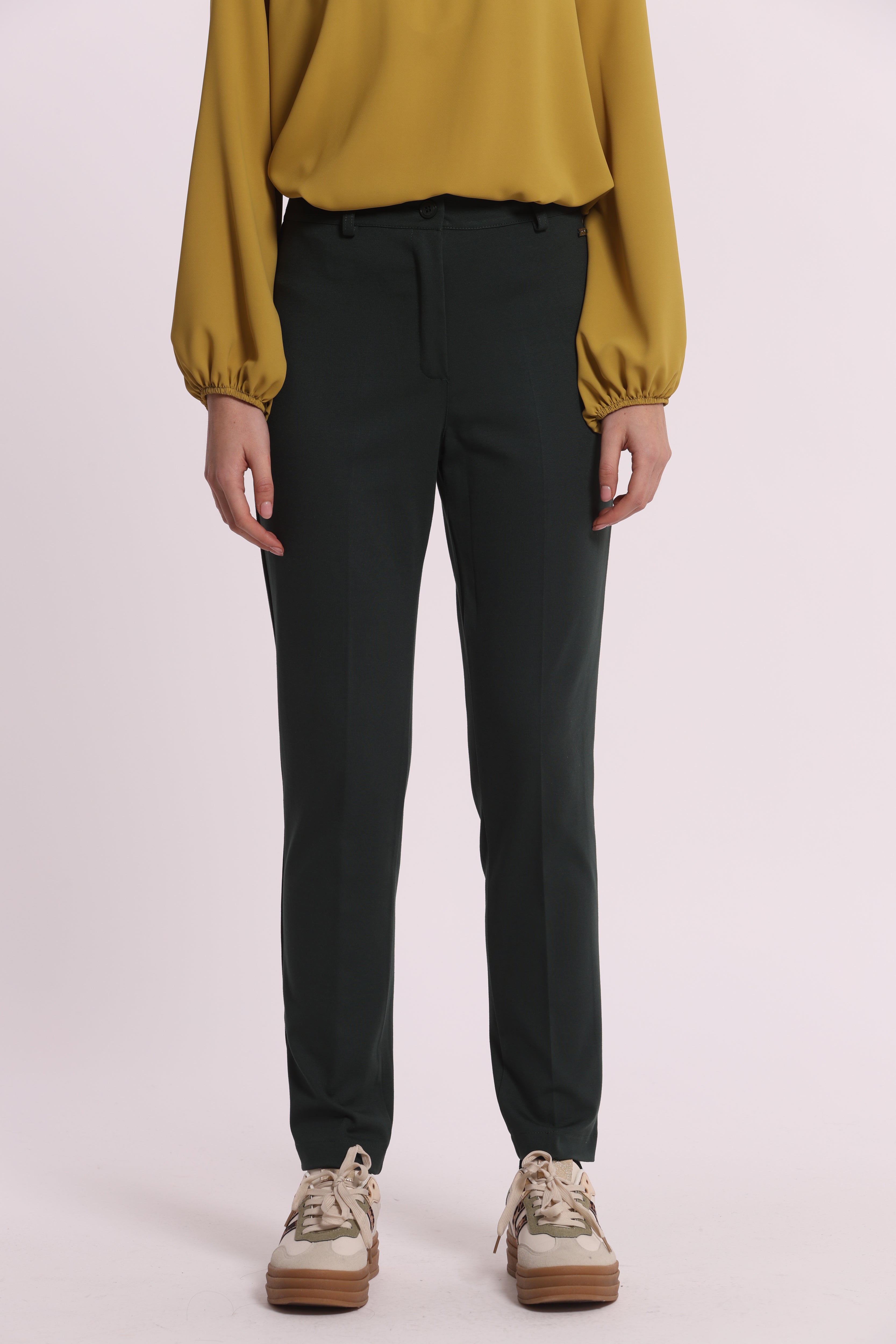 Mimi Mua Pantalone a Sigaretta in Punto Milano nero elasticizzato