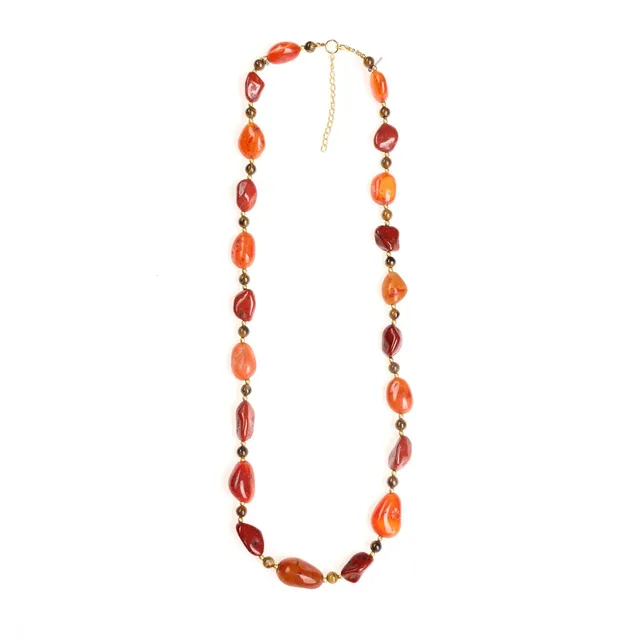 On Earth Egeria collana pietre arancione 70 cm