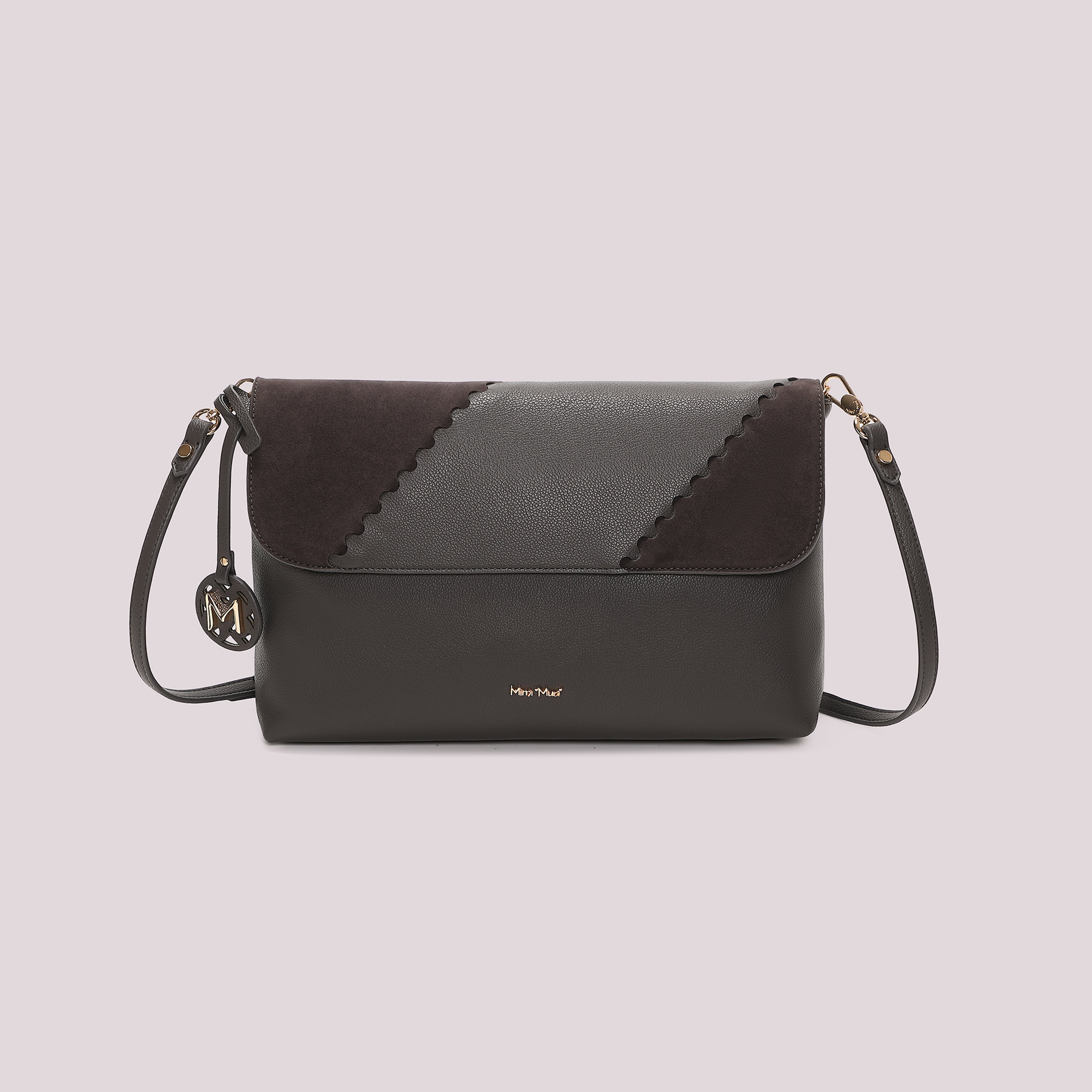 Mimi Mua Borsa a Busta Patch Camoscio Nero