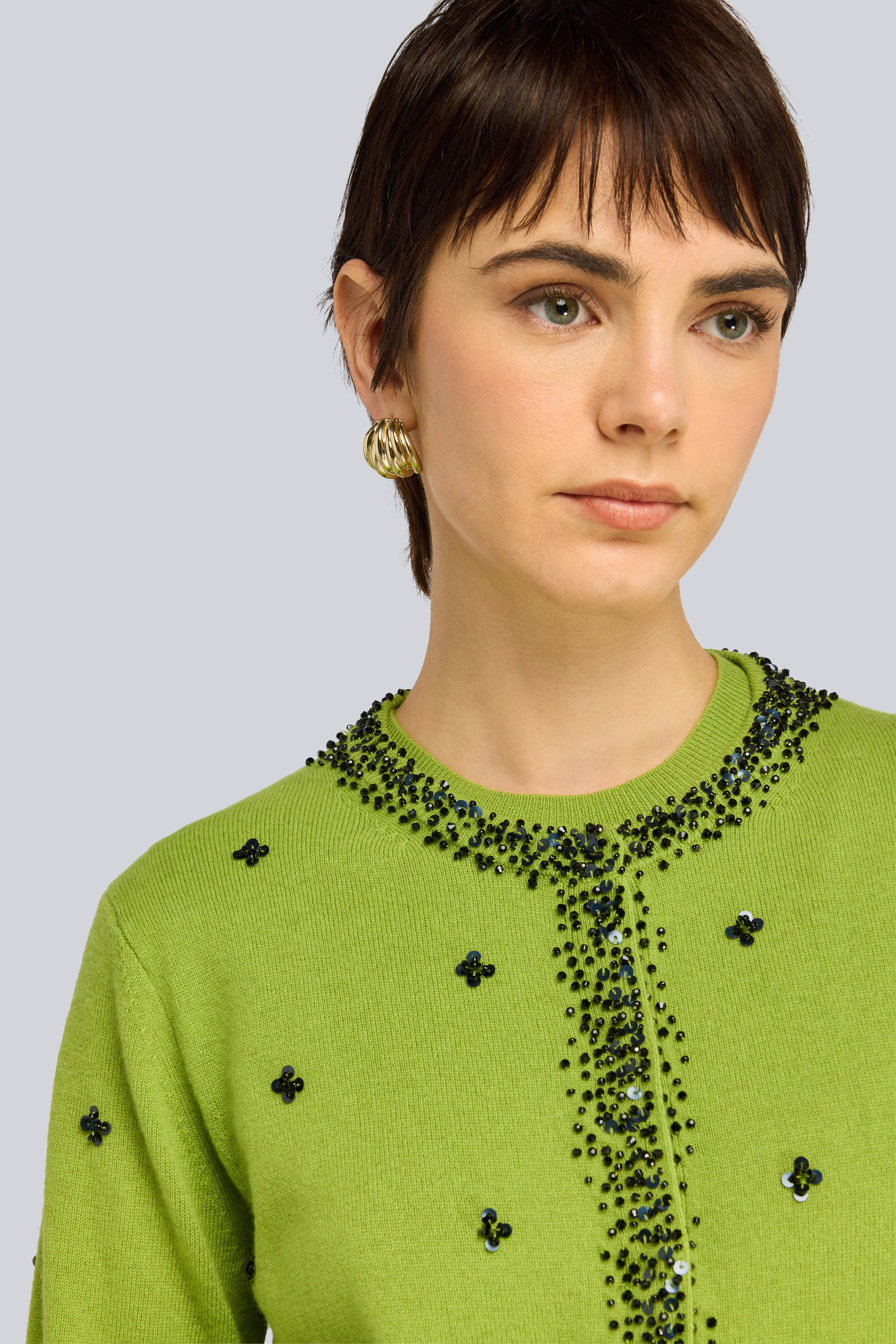 Semicouture Chelsea cardigan cashmere avocado ricami
