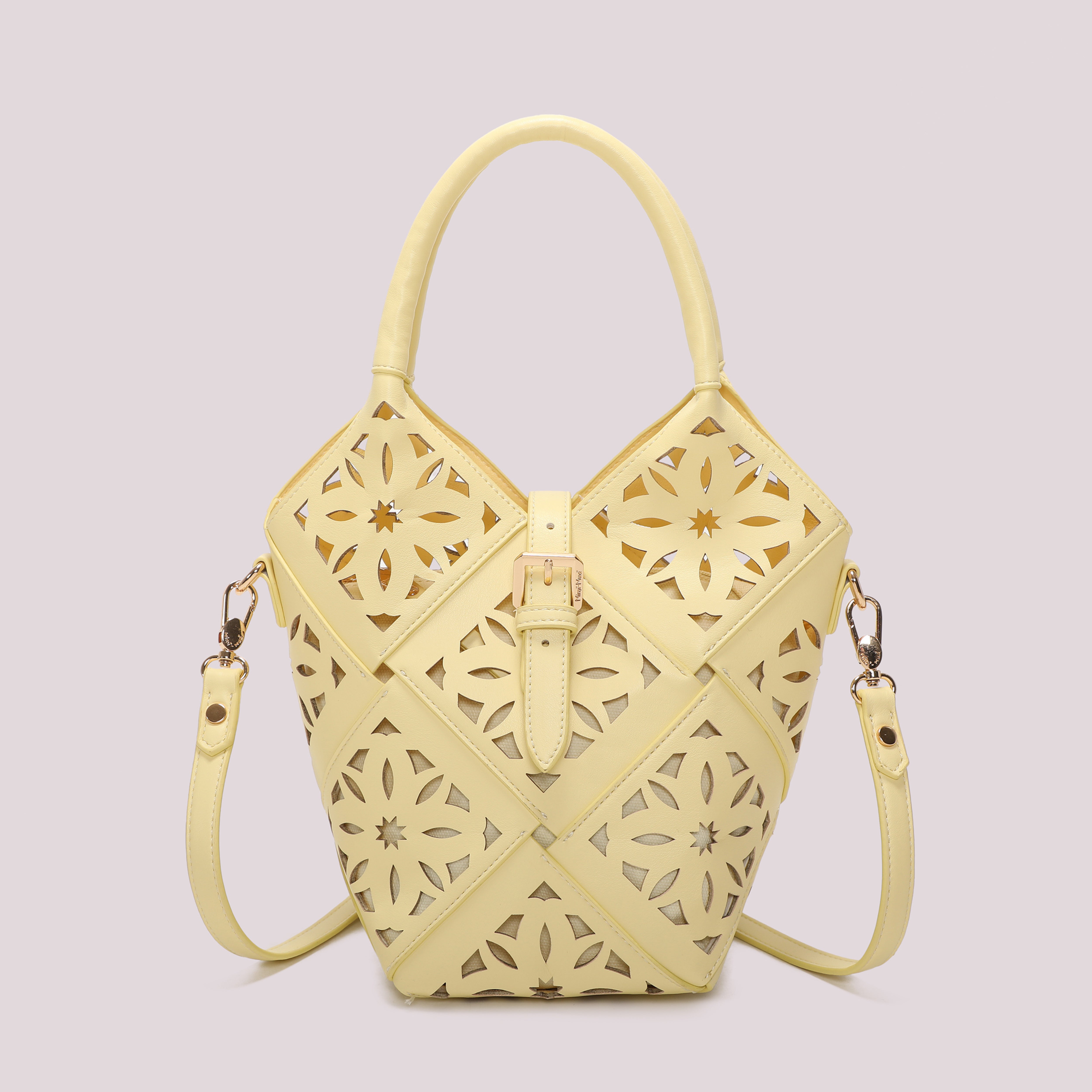 Mimi Mua Tracolla Motivo Traforato Borsa Bianca 26 cm
