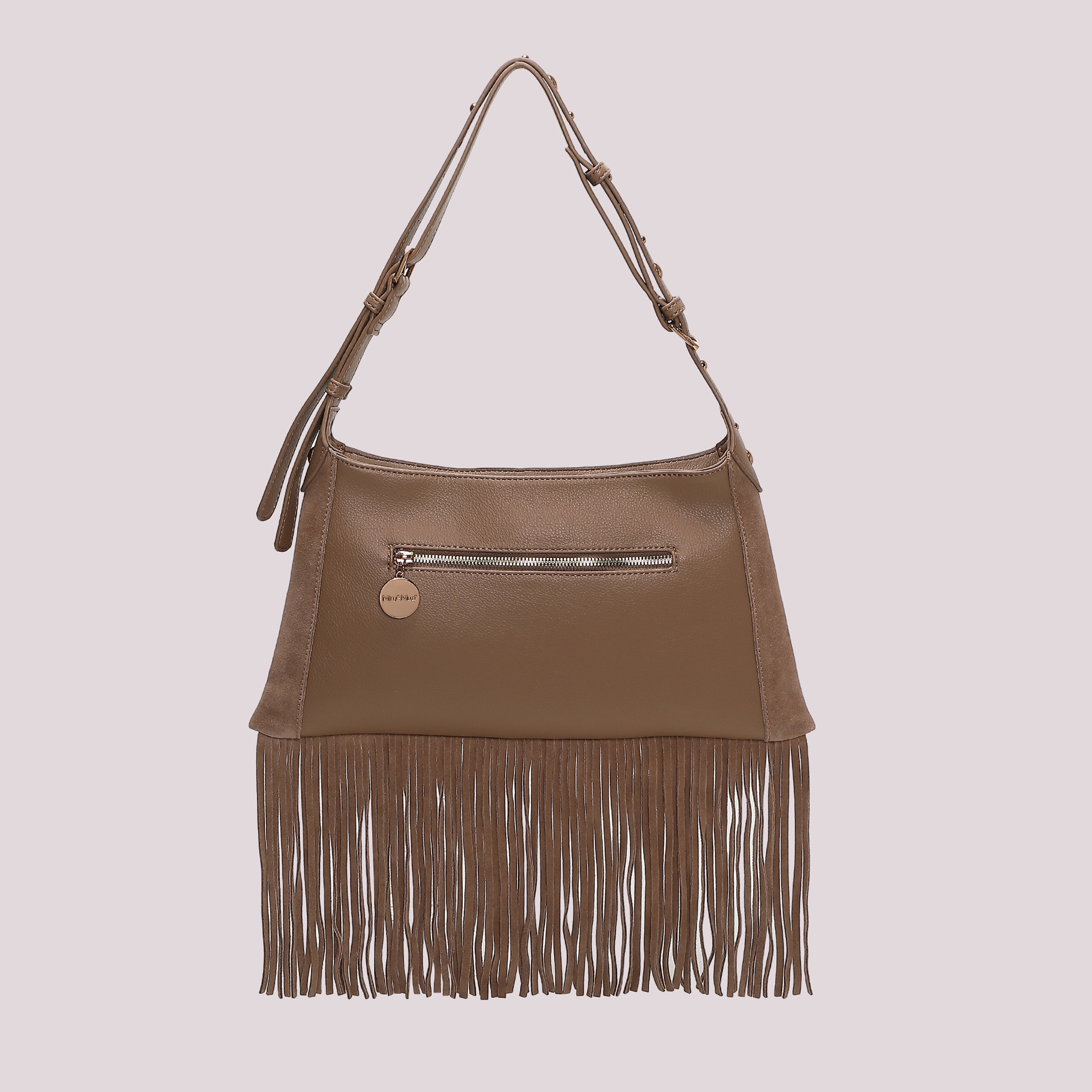 Mimi Mua Borsa Tracolla Frange Borchie Nera