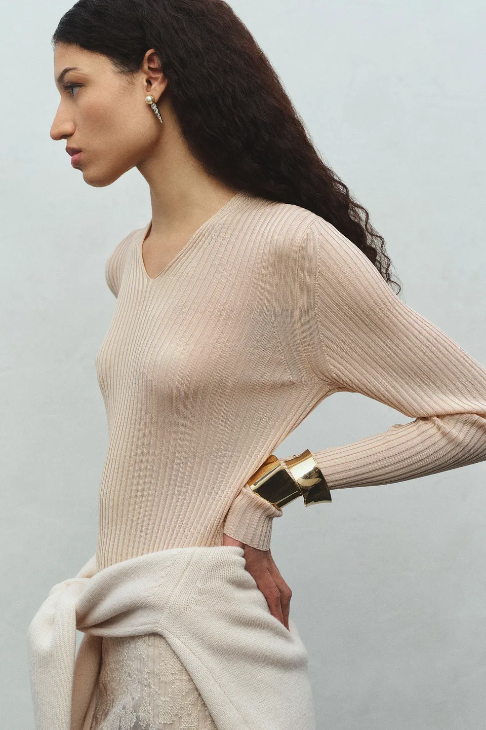 Semicouture Lally S6WC51 maglia cammello misto seta