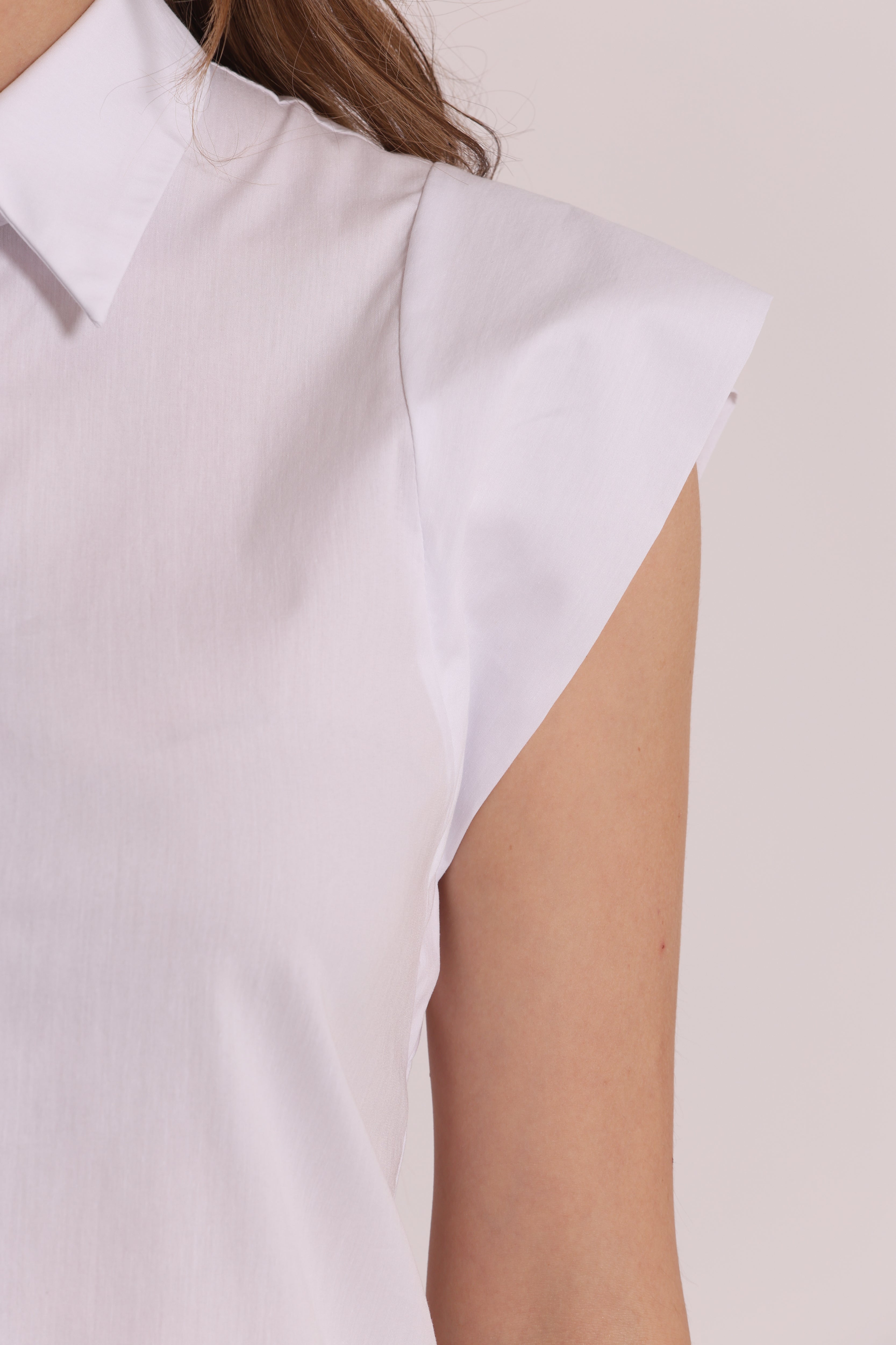 Mimi Mua Camicia in Cotone con Manica Aletta bianca