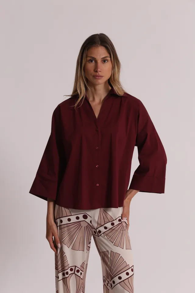 Mimi Mua Camicia Maniche Ampie Bianca Cotone