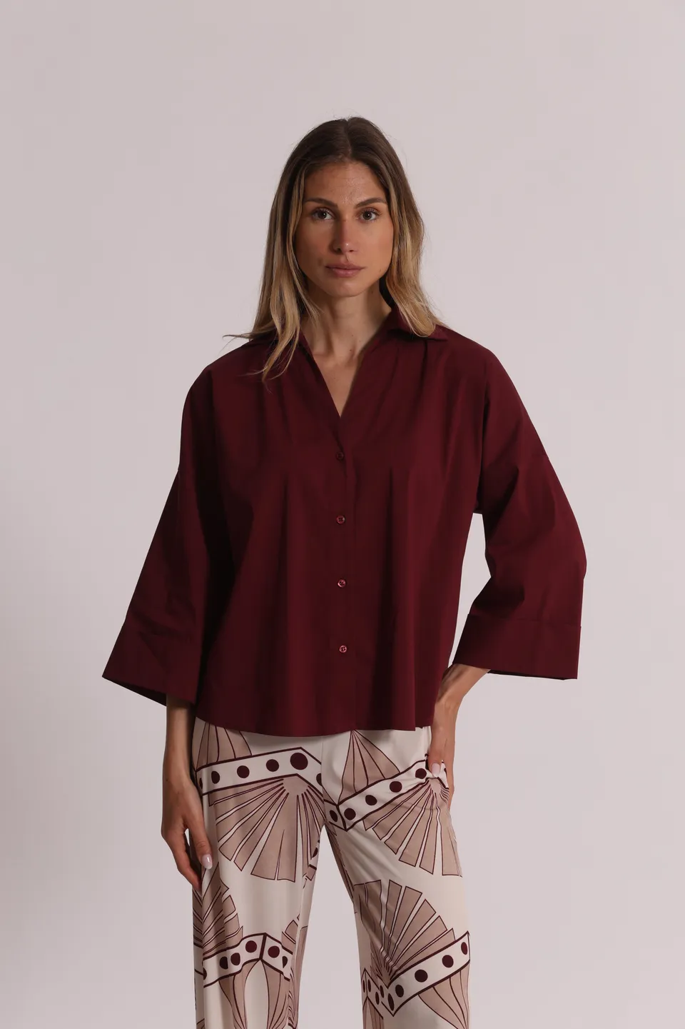 Mimi Mua Camicia Maniche Ampie Bianca Cotone
