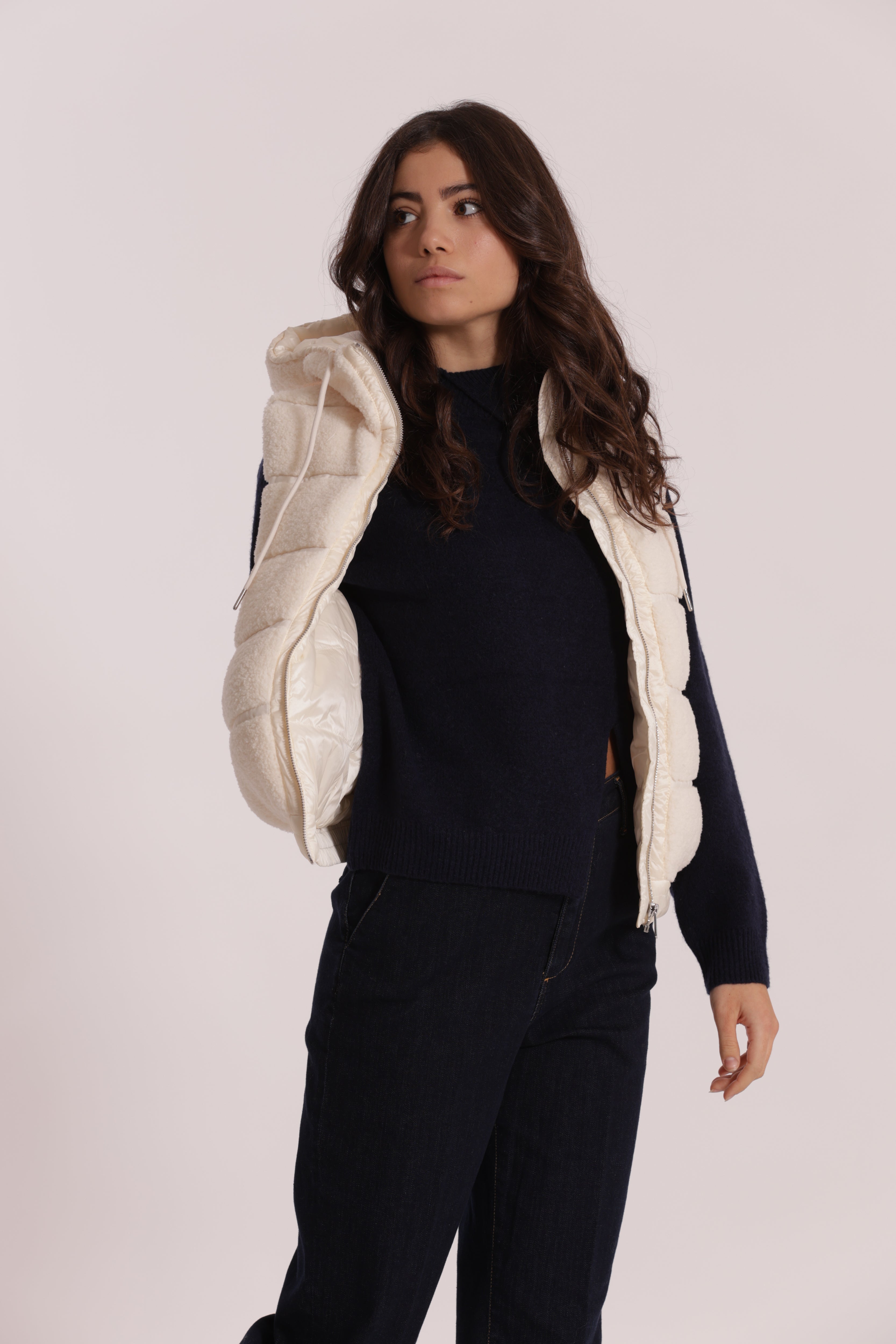 Mimi Mua Effetto Montone Gilet Nero Caldo