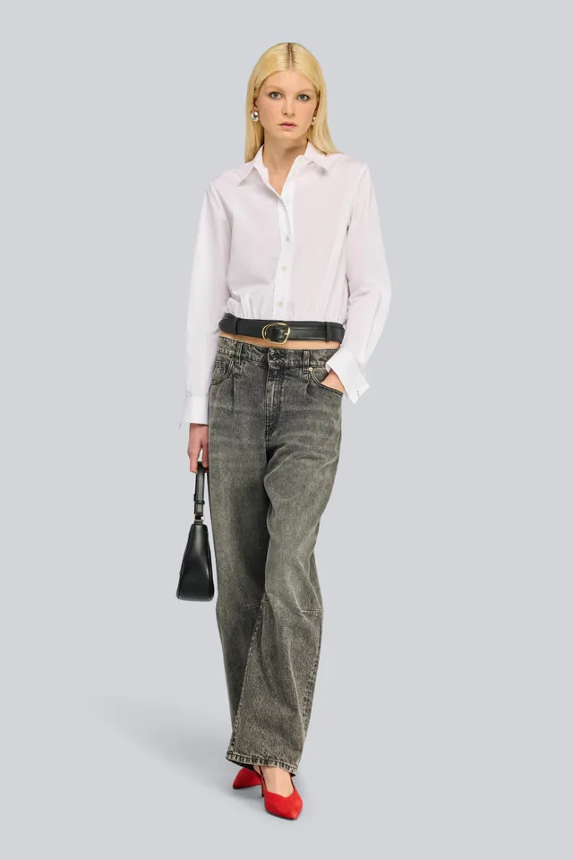 Semicouture Gilberta camicia popeline crop bianco