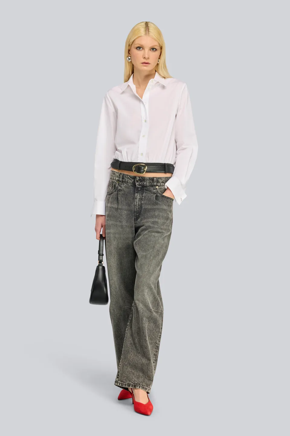Semicouture Gilberta camicia popeline crop bianco
