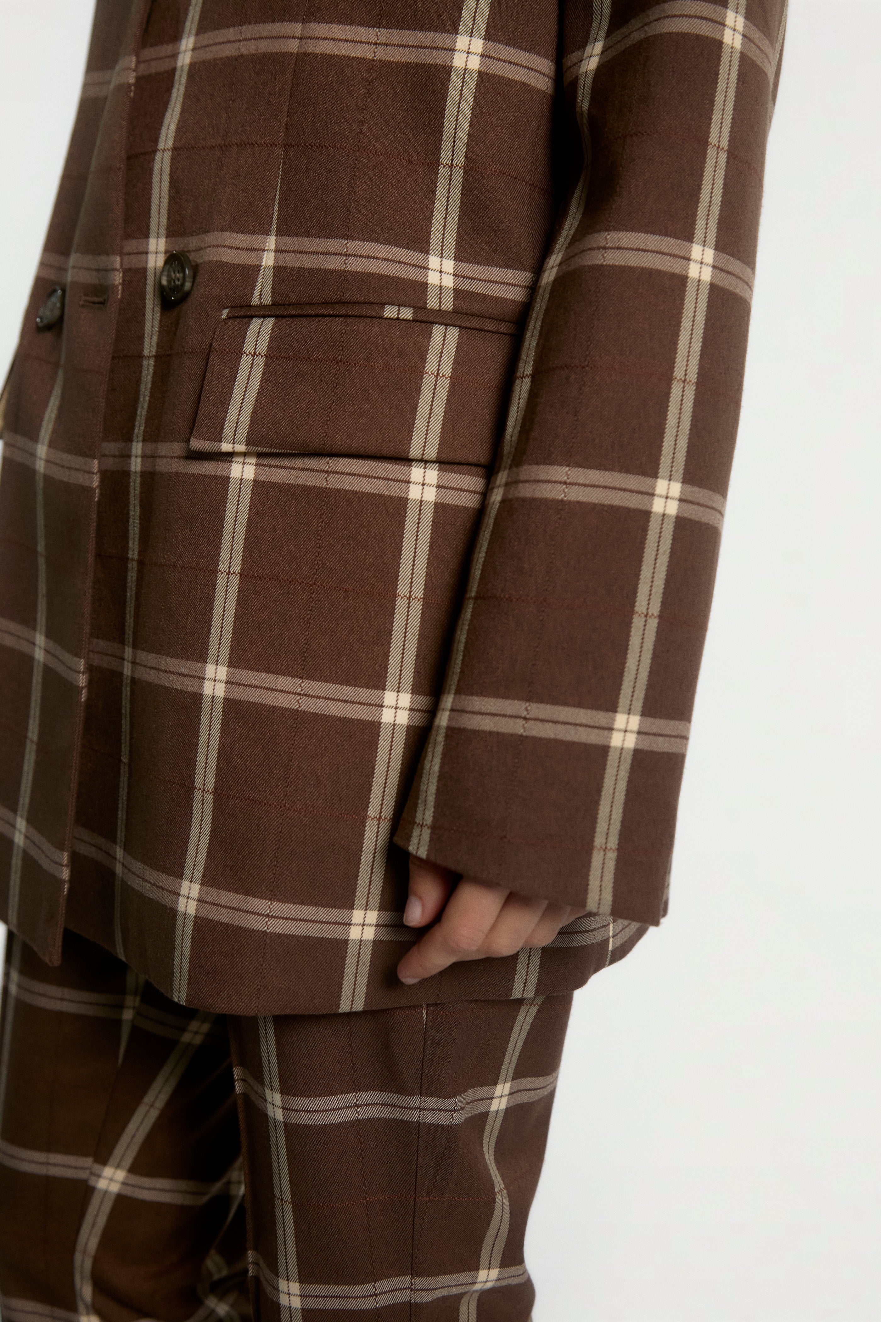 Aaiko Luray blazer quadri marrone Dark Mocha