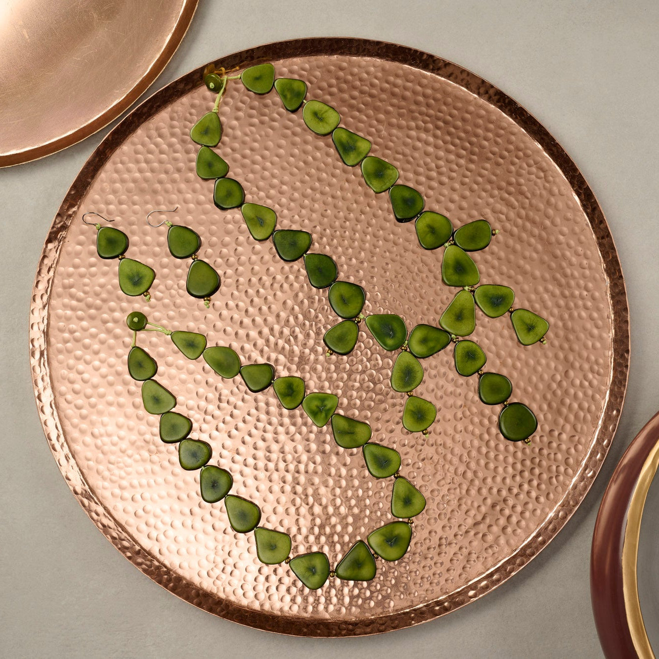 On Earth Gotas orecchini tagua verde h 4 cm
