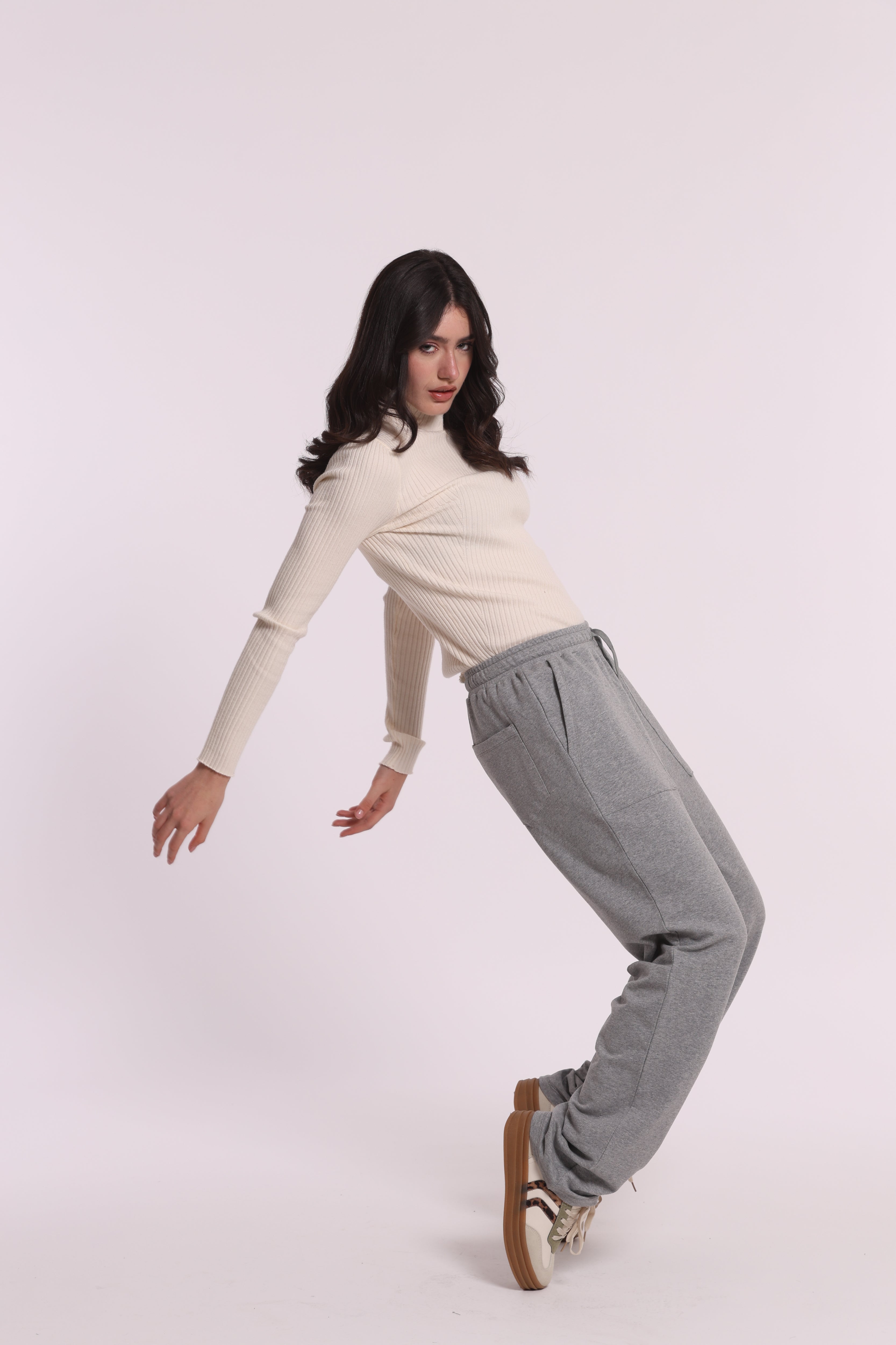 Mimi Mua Pantaloni di felpa neri in cotone