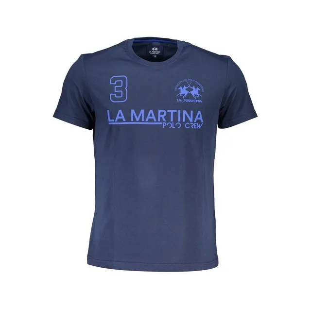 La Martina t-shirt uomo blu in cotone girocollo