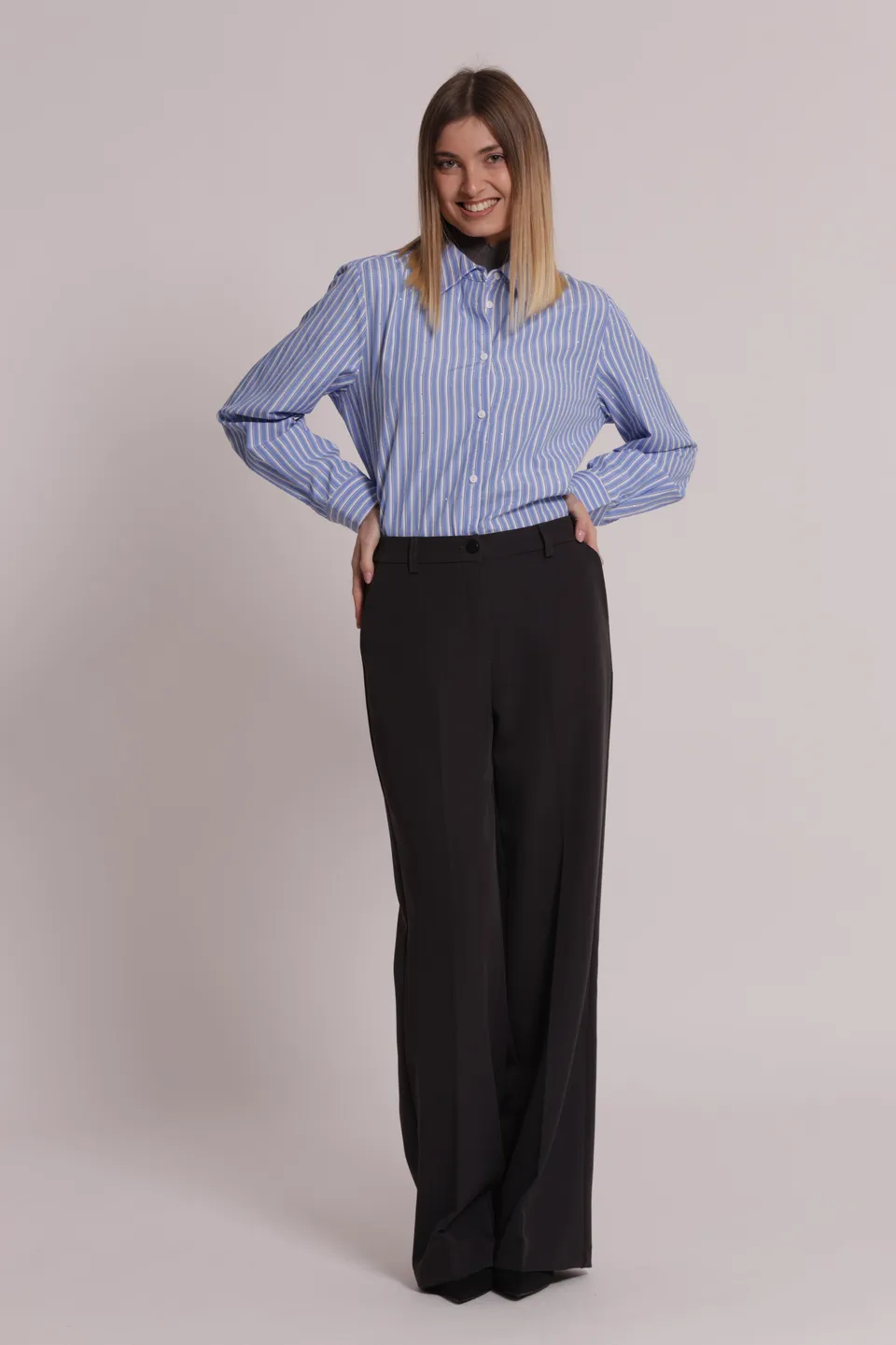 Mimi Mua Camicia Rigolona Strass Azzurro Cotone