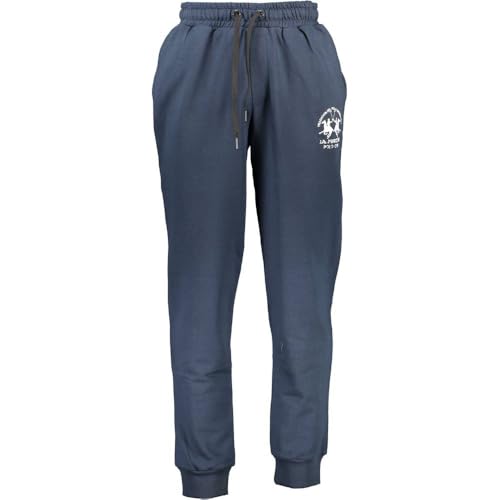 La Martina pantalone uomo blu in cotone con ricamo 3 tasche