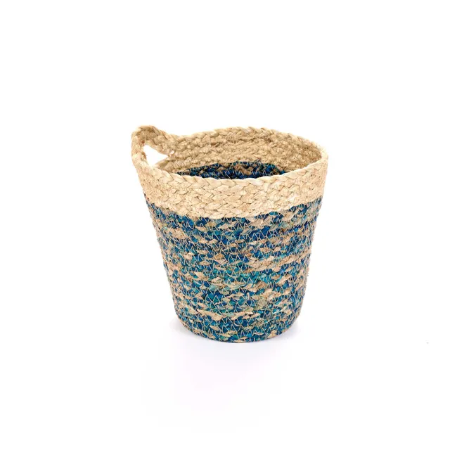 On Earth Cooperative Collection Braided cesto juta blu 15 cm